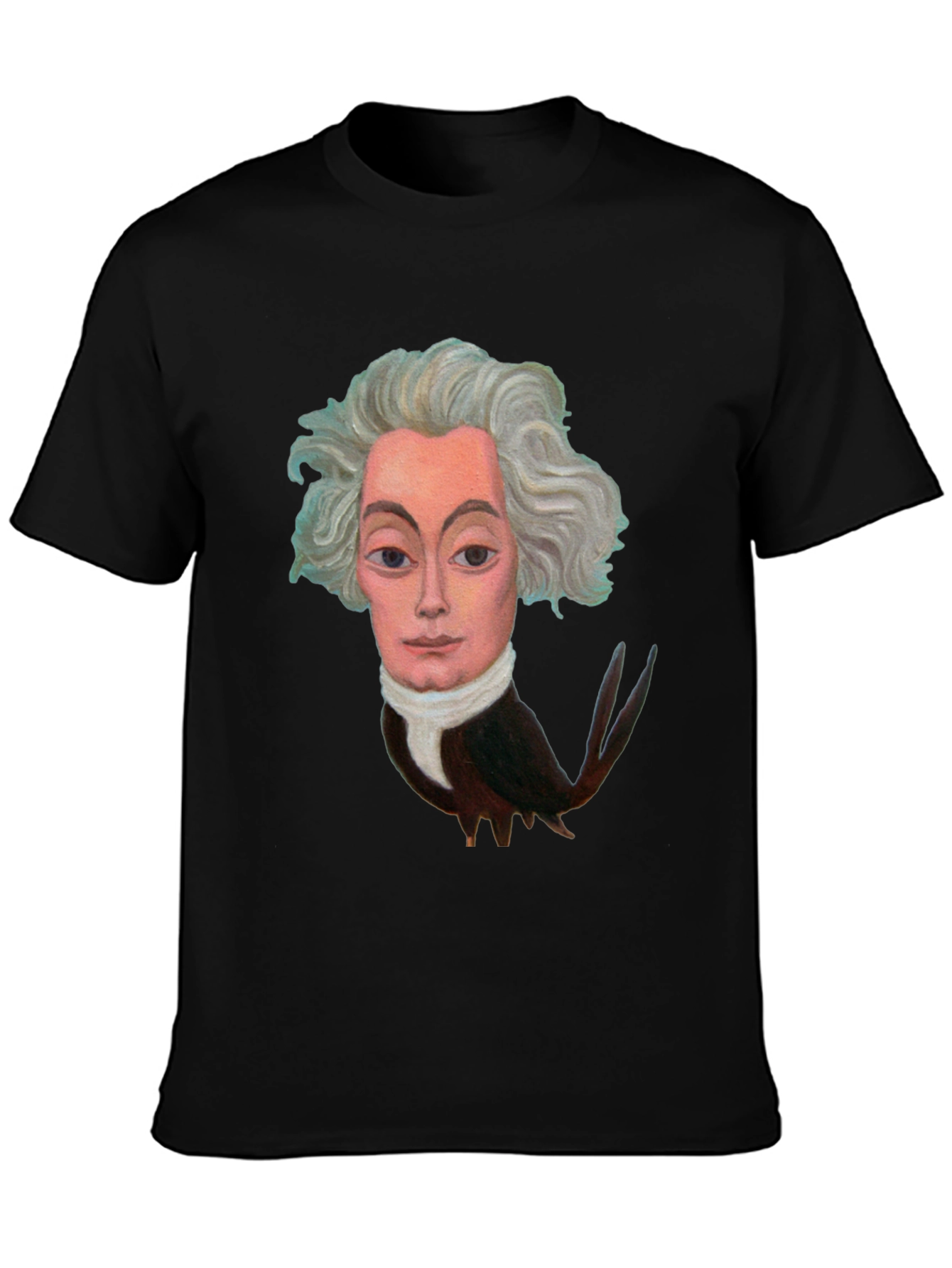 Artistic Bird-Man Portrait Black T-Shirt