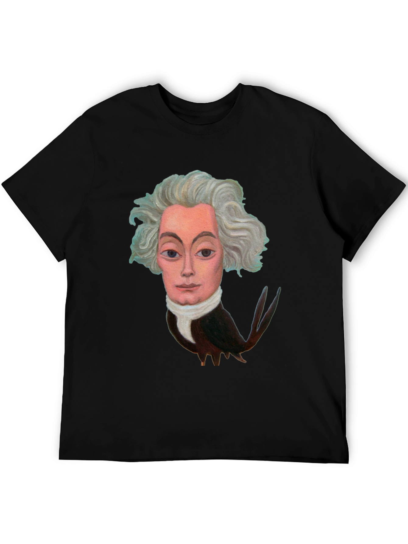 Artistic Bird-Man Portrait Black T-Shirt