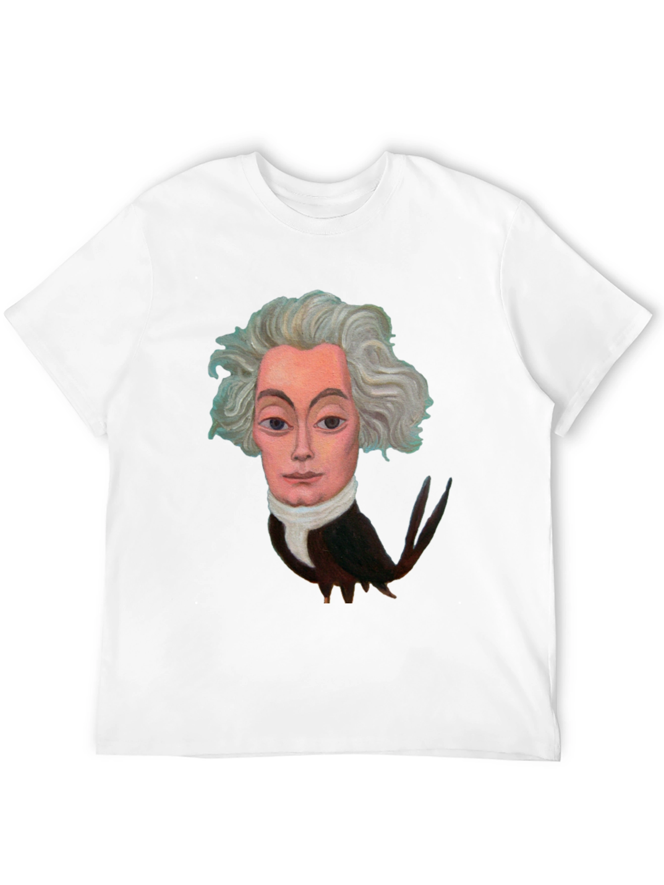 Artistic Bird-Man Portrait Black T-Shirt