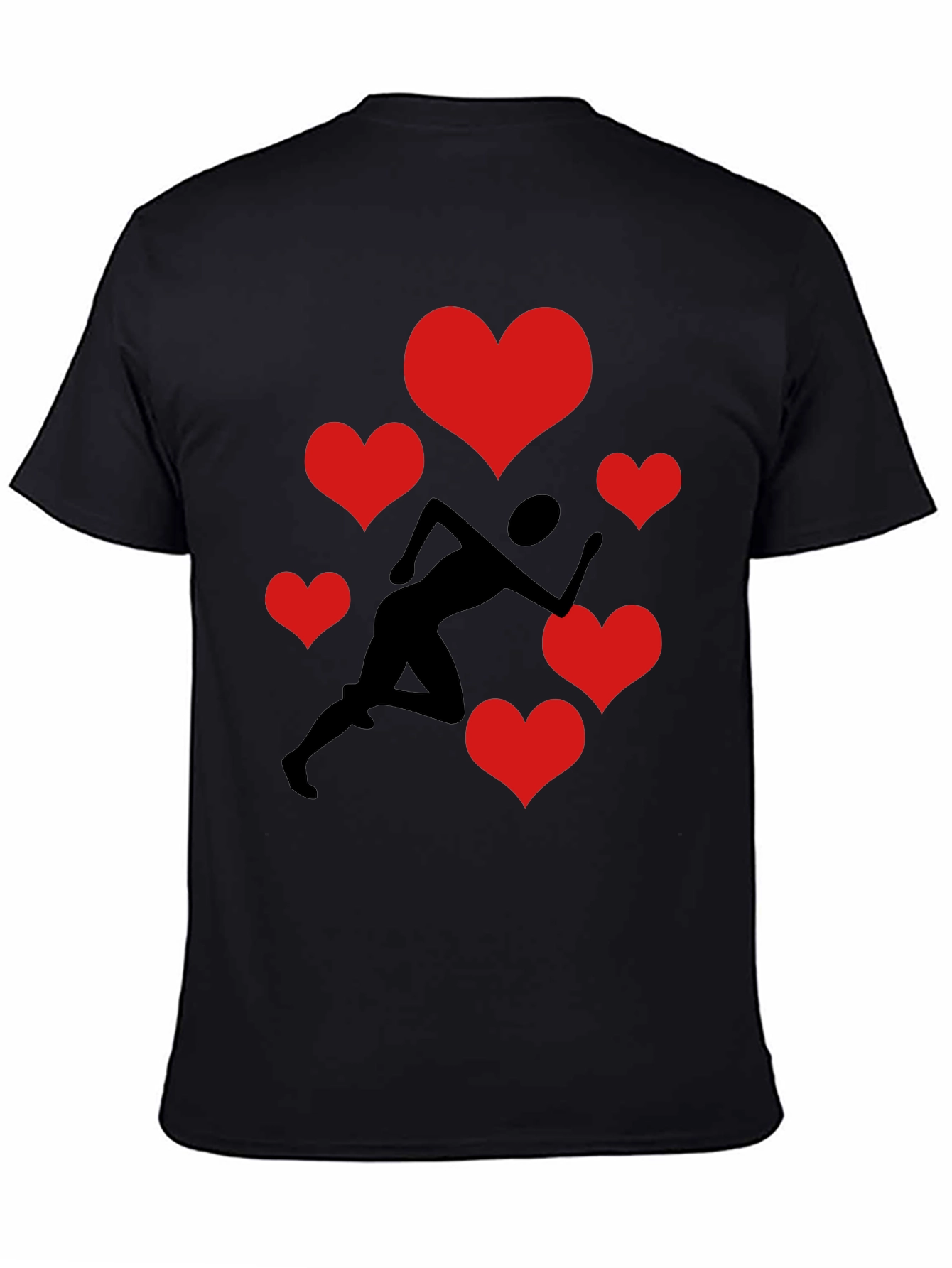 Runner of Hearts Graphic Tee - Black Cotton T-Shirt