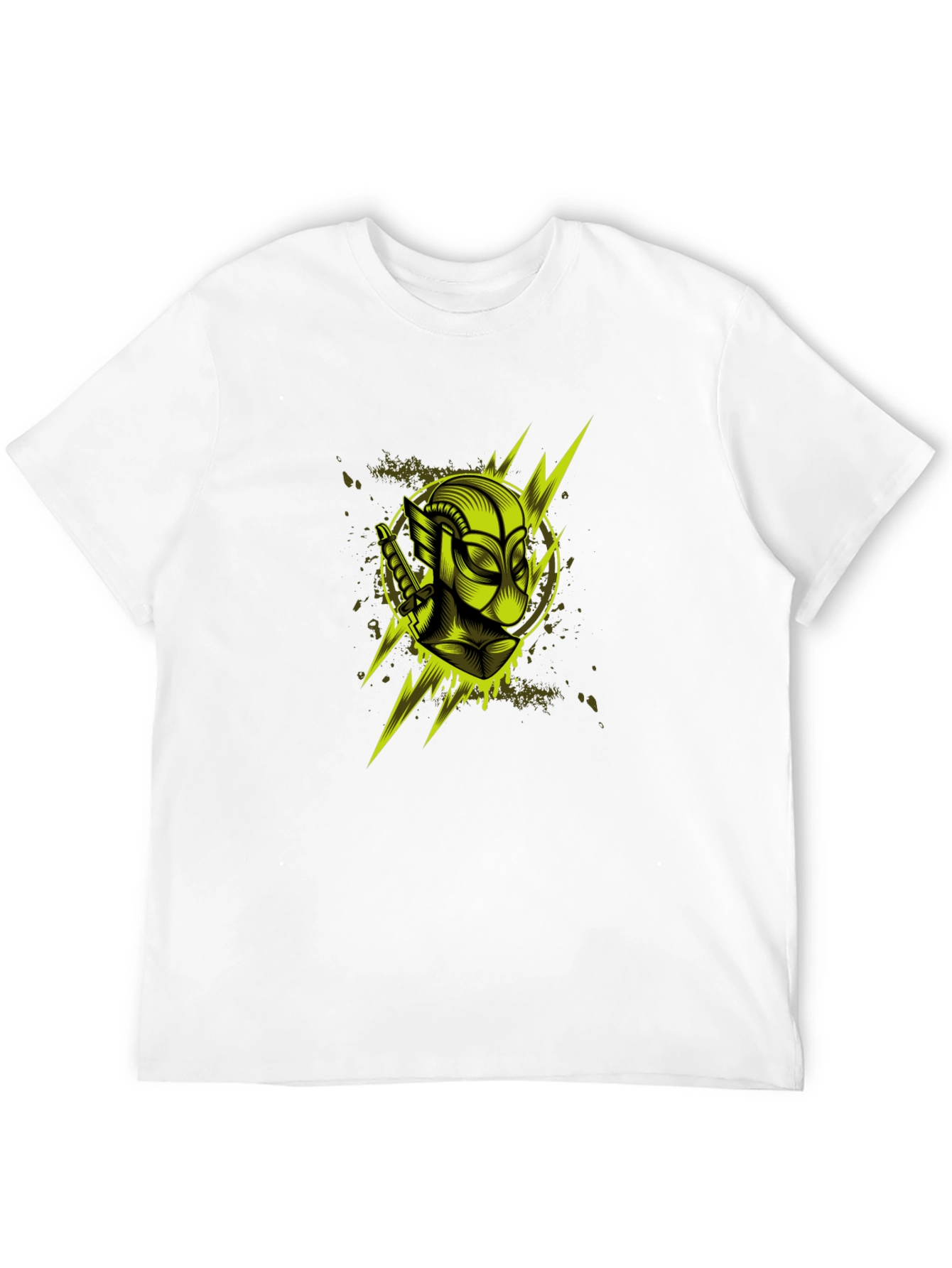 Mens Black Graphic T-Shirt: Neon Deadpool Design