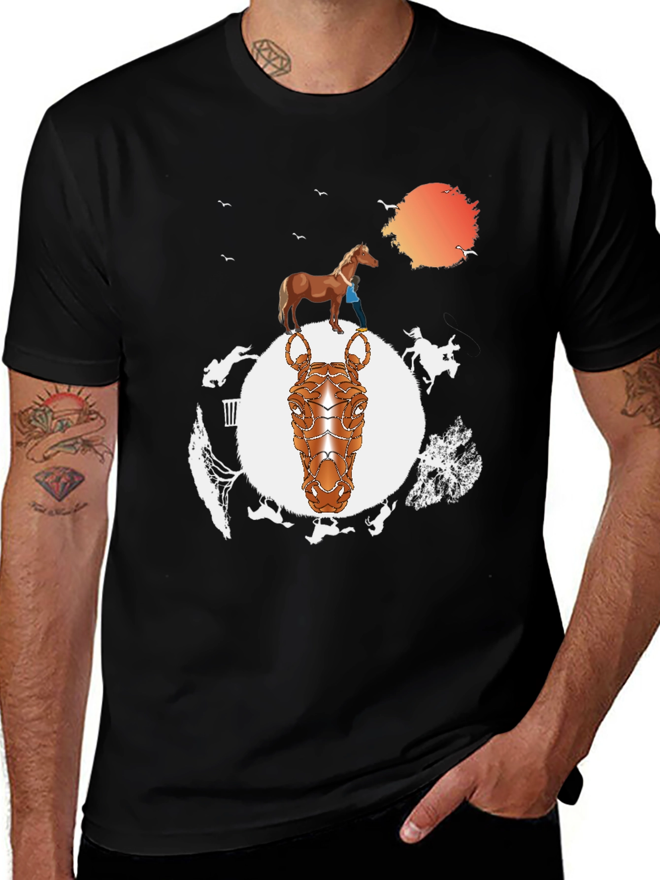 Horse Graphic Print Mens T-Shirt