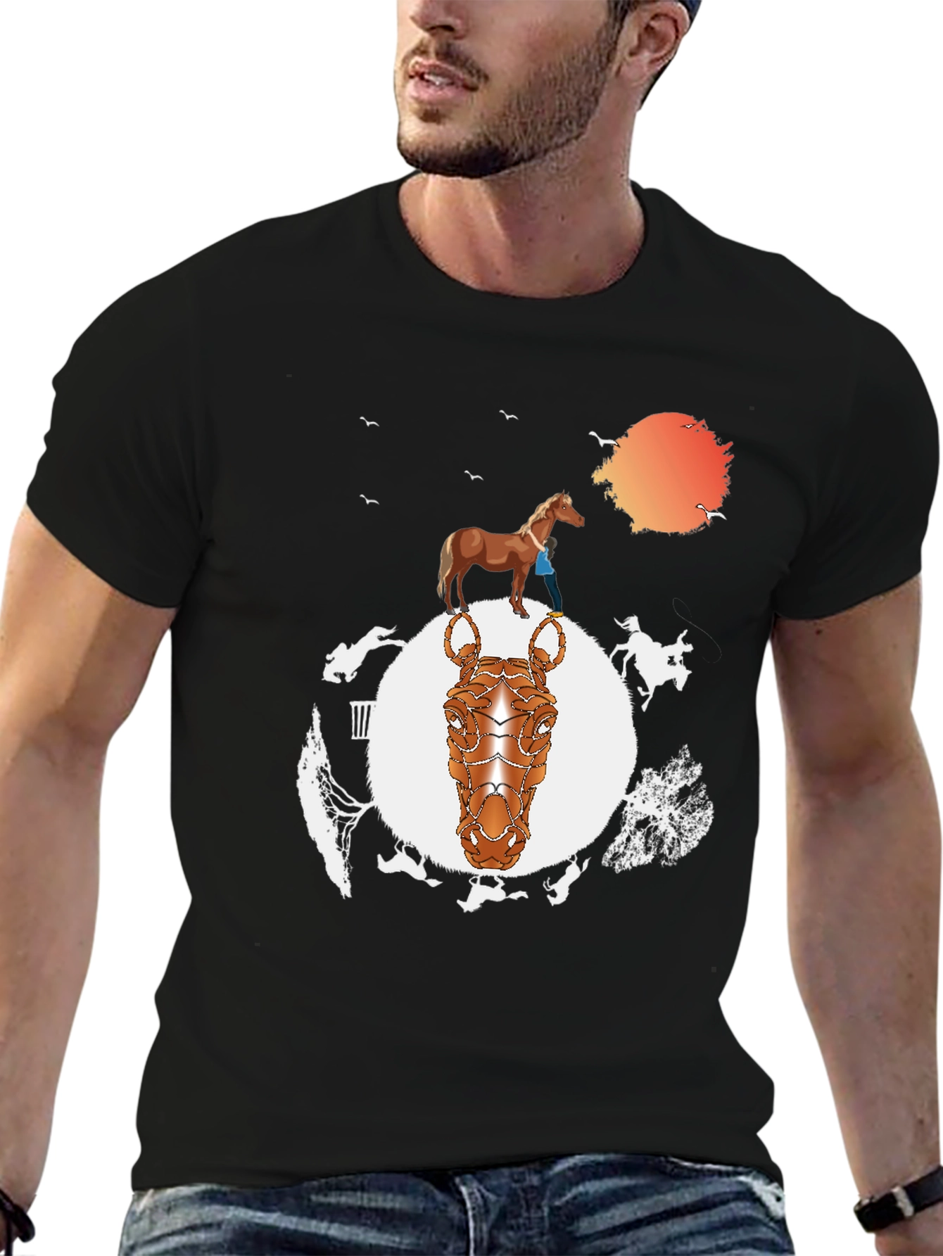 Horse Graphic Print Mens T-Shirt