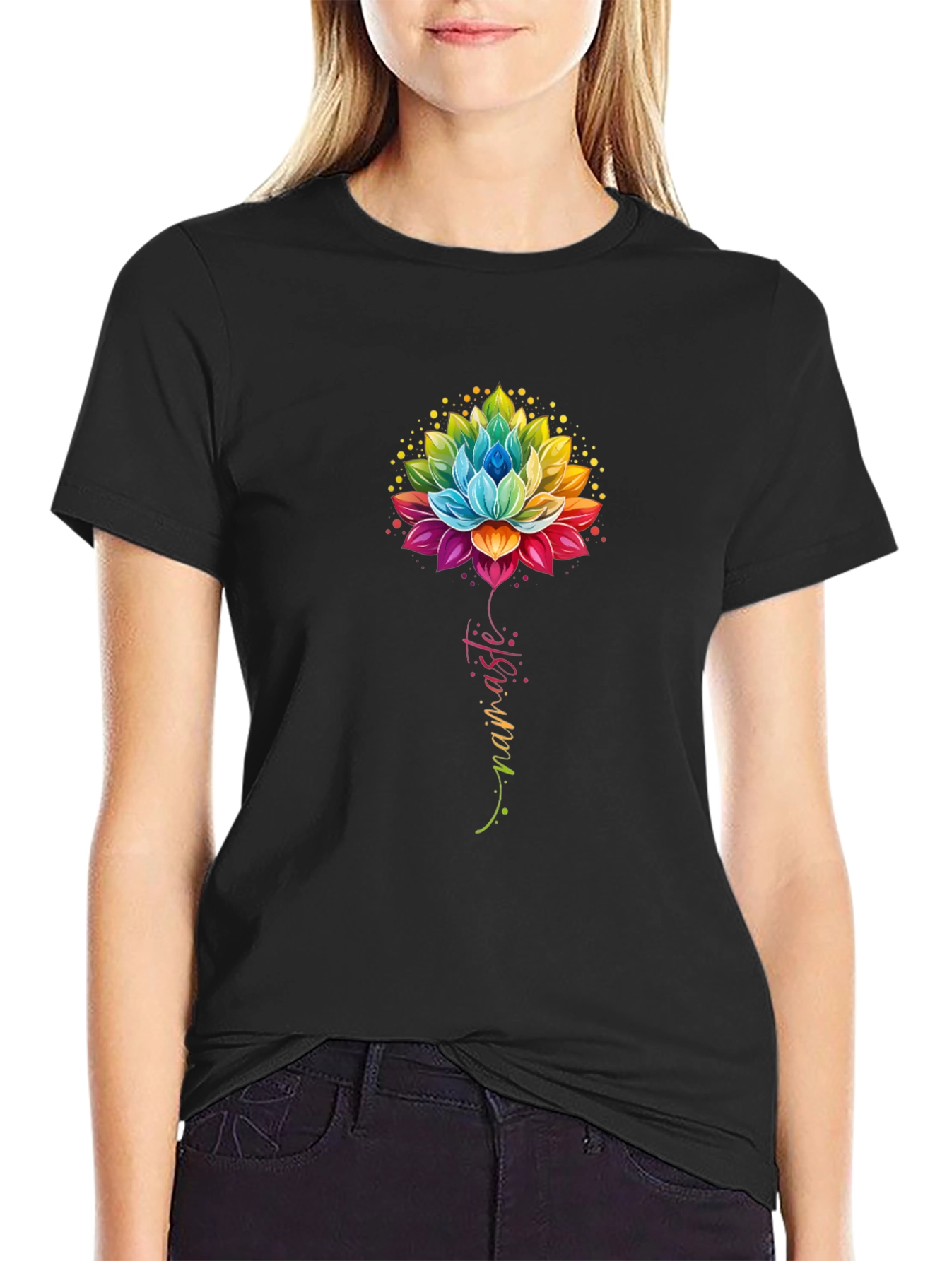 Namaste Lotus Flower Graphic T-Shirt