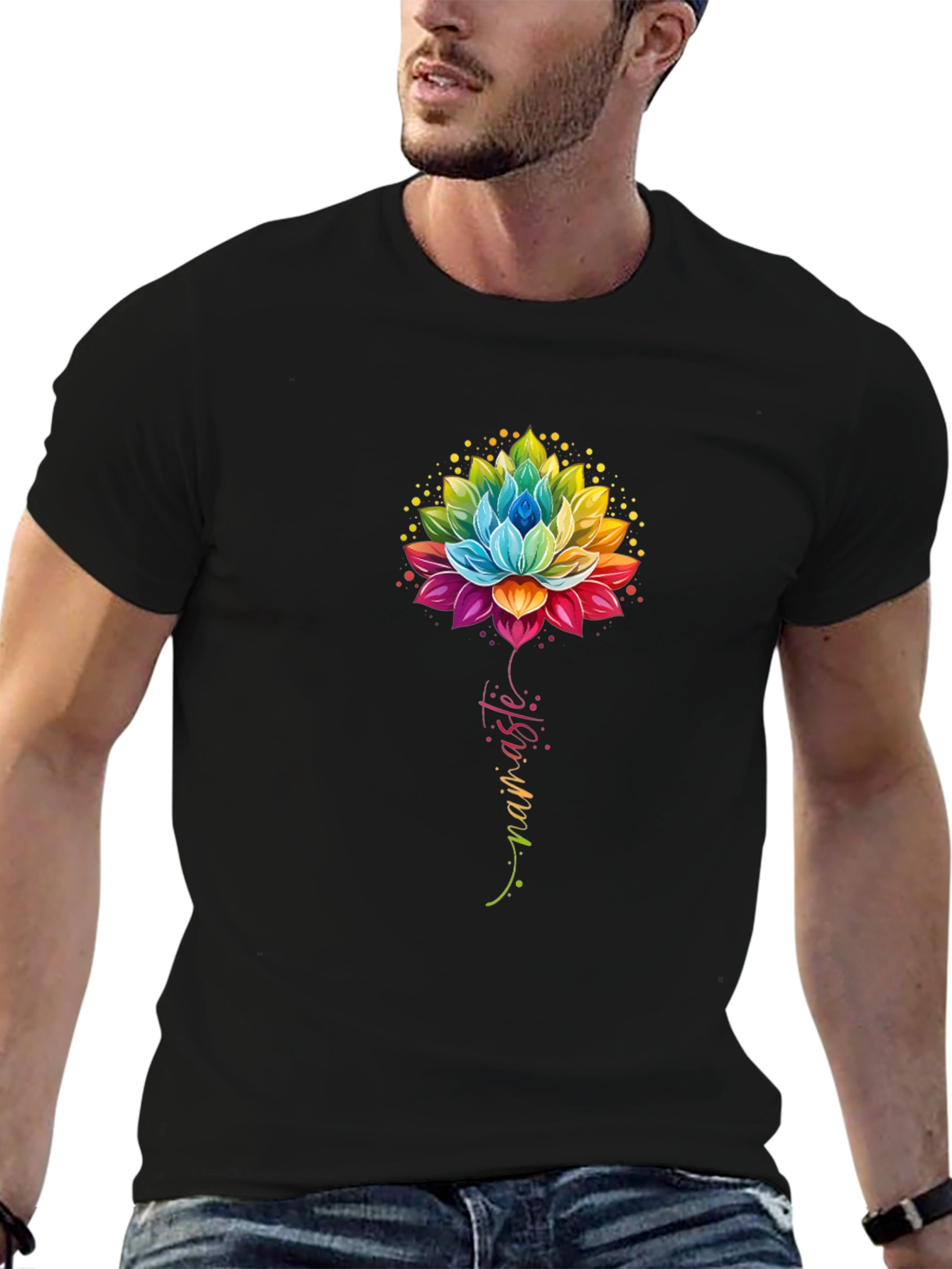 Namaste Lotus Flower Graphic T-Shirt