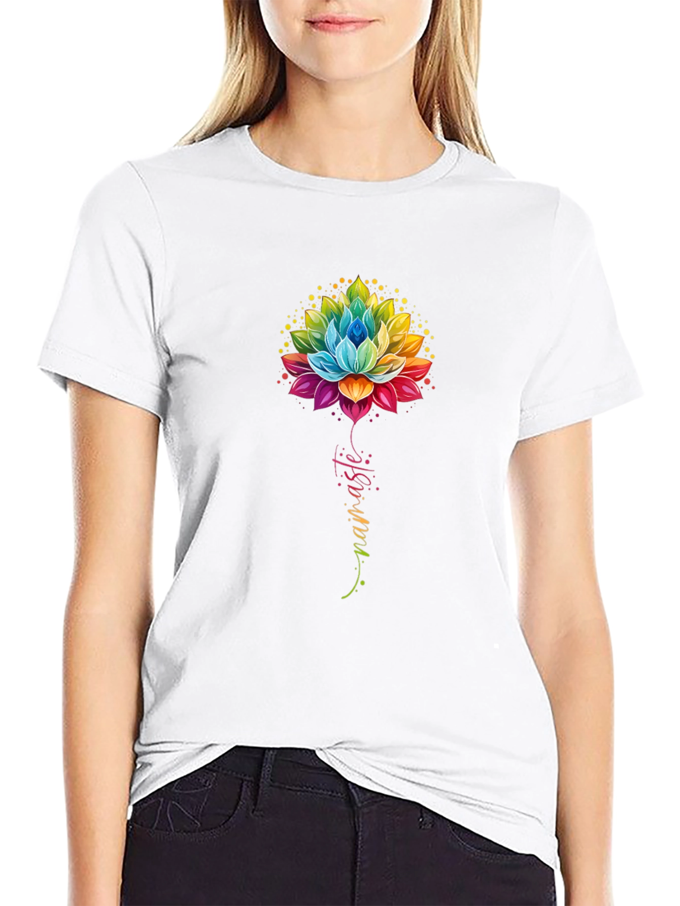 Namaste Lotus Flower Graphic T-Shirt
