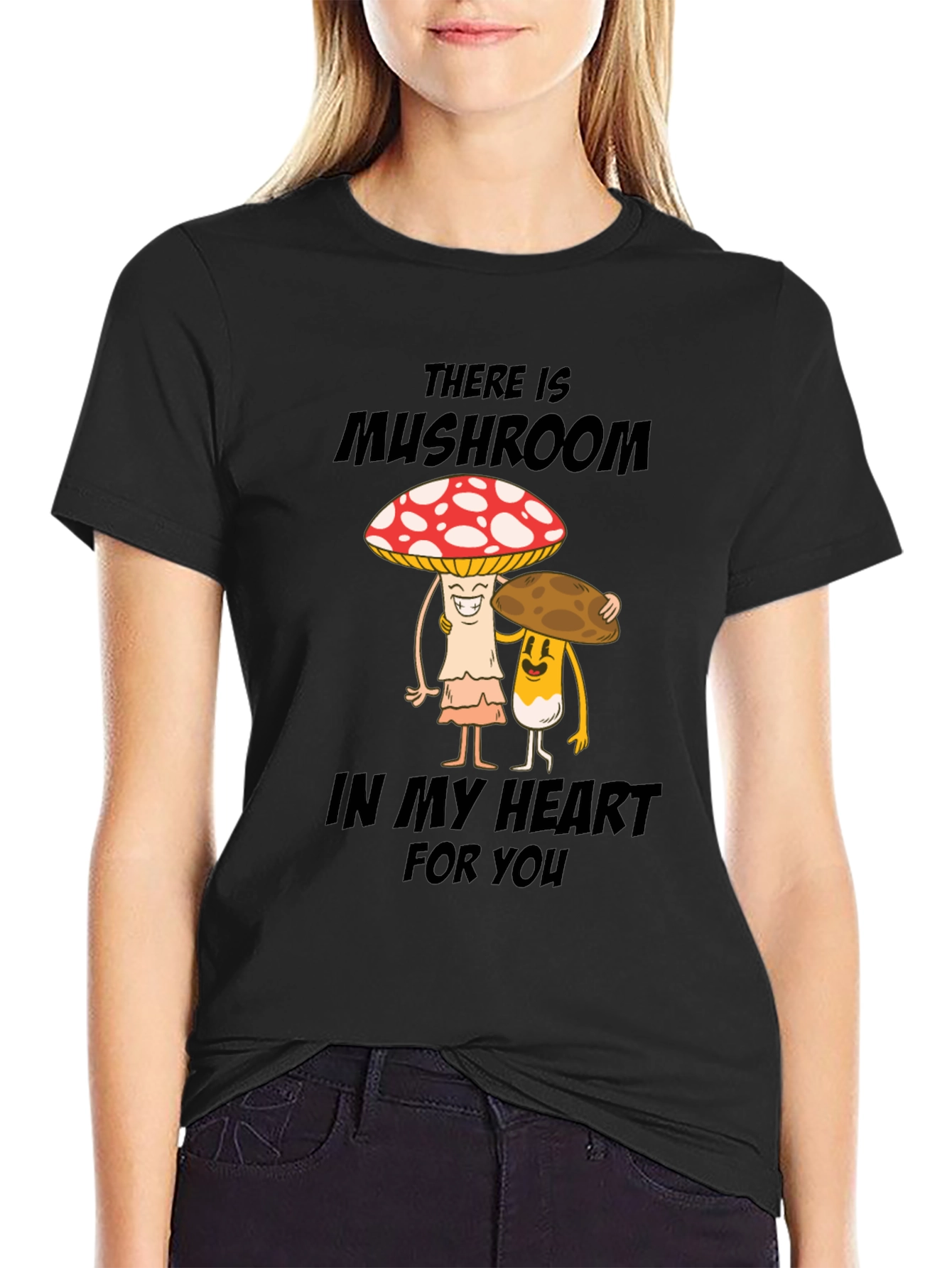 Mushroom Heart T-Shirt - Cute Cartoon Graphic Tee