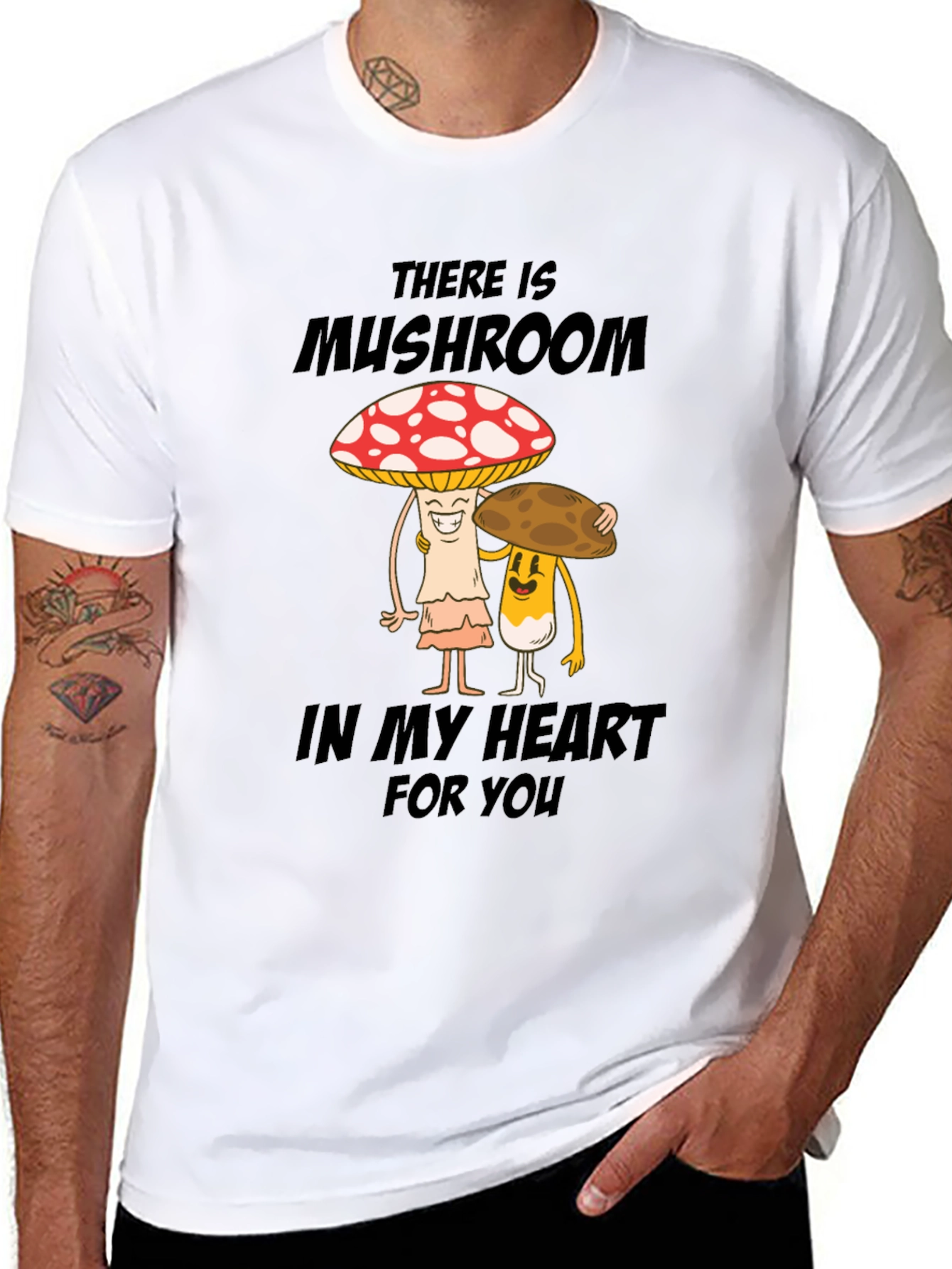 Mushroom Heart T-Shirt - Cute Cartoon Graphic Tee