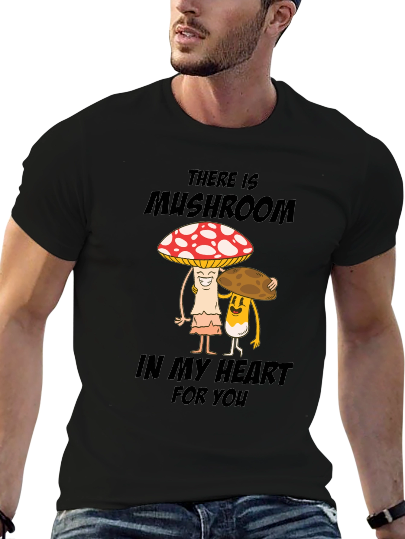 Mushroom Heart T-Shirt - Cute Cartoon Graphic Tee