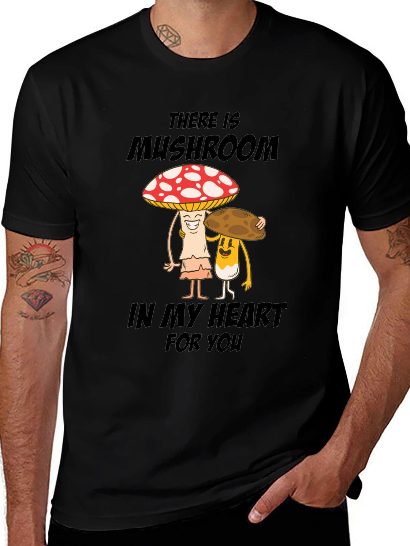 Mushroom Heart T-Shirt - Cute Cartoon Graphic Tee