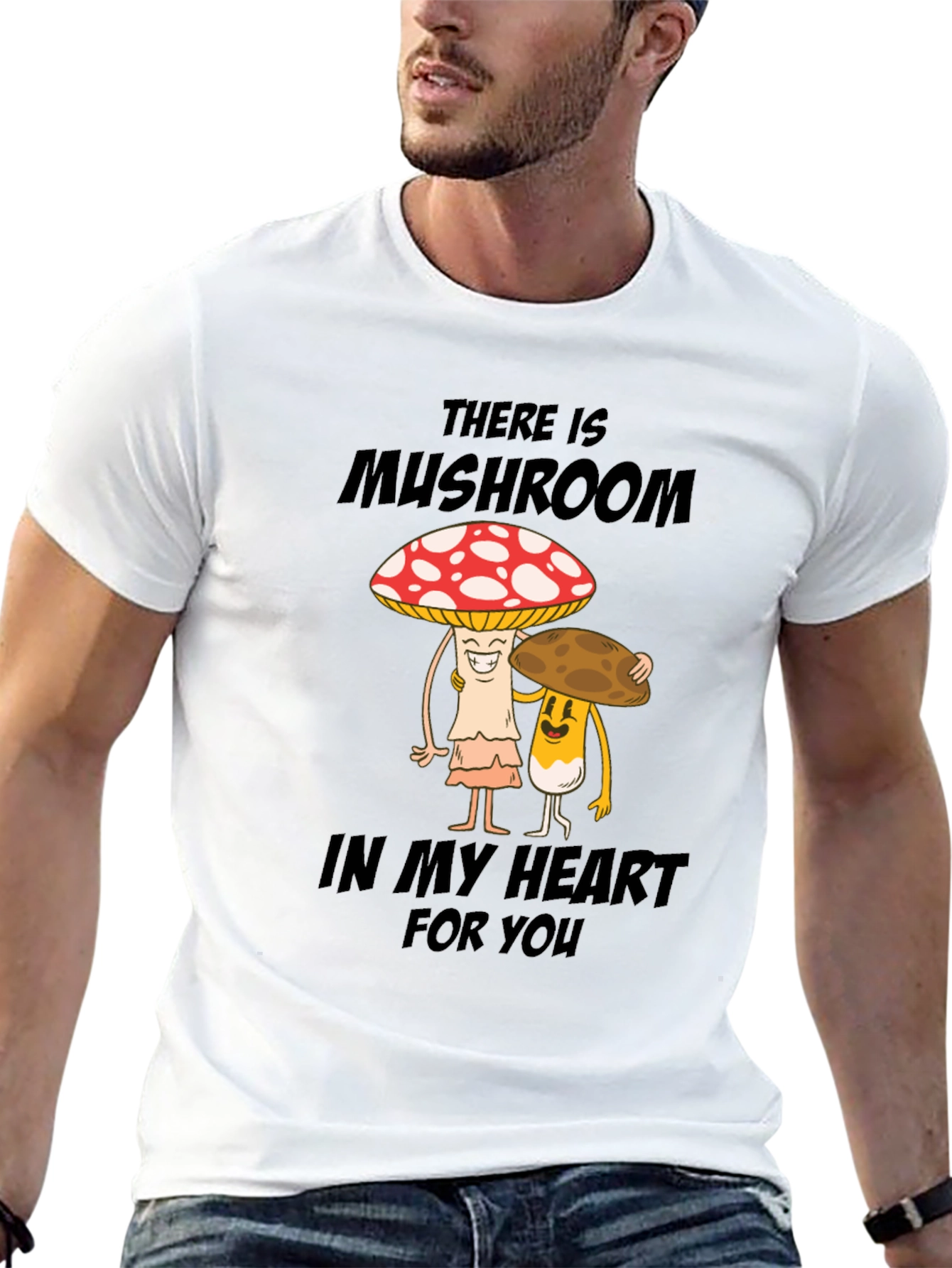 Mushroom Heart T-Shirt - Cute Cartoon Graphic Tee
