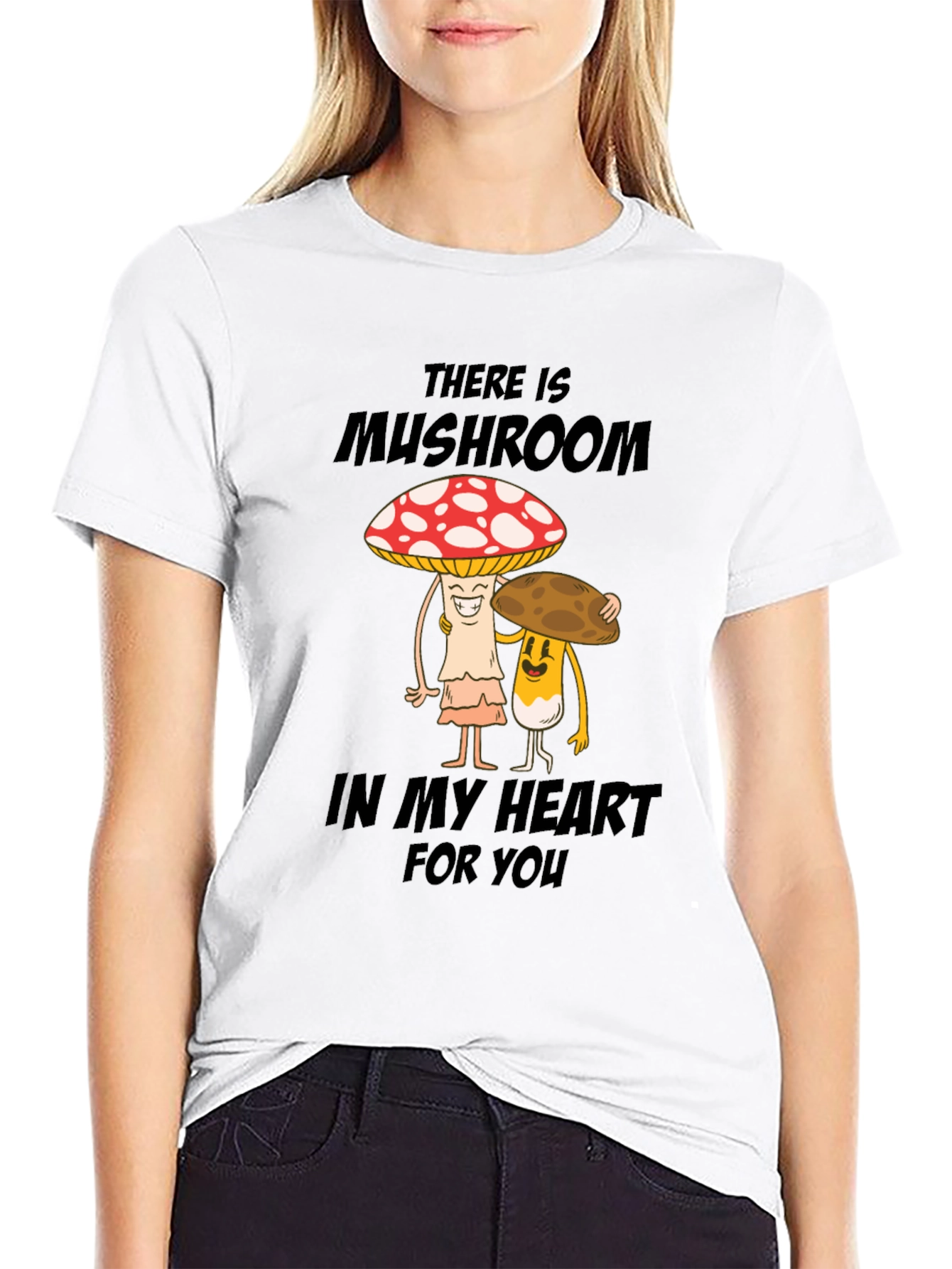 Mushroom Heart T-Shirt - Cute Cartoon Graphic Tee