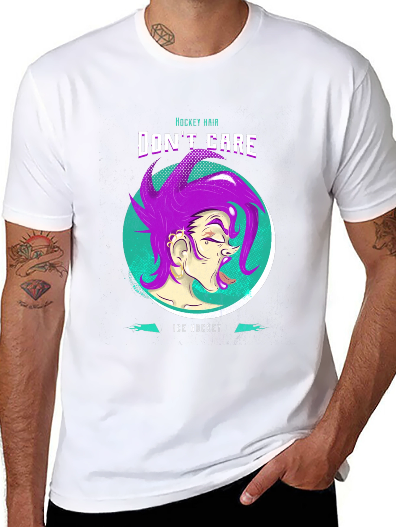 Hockey Hair Dont Care Graphic Tee