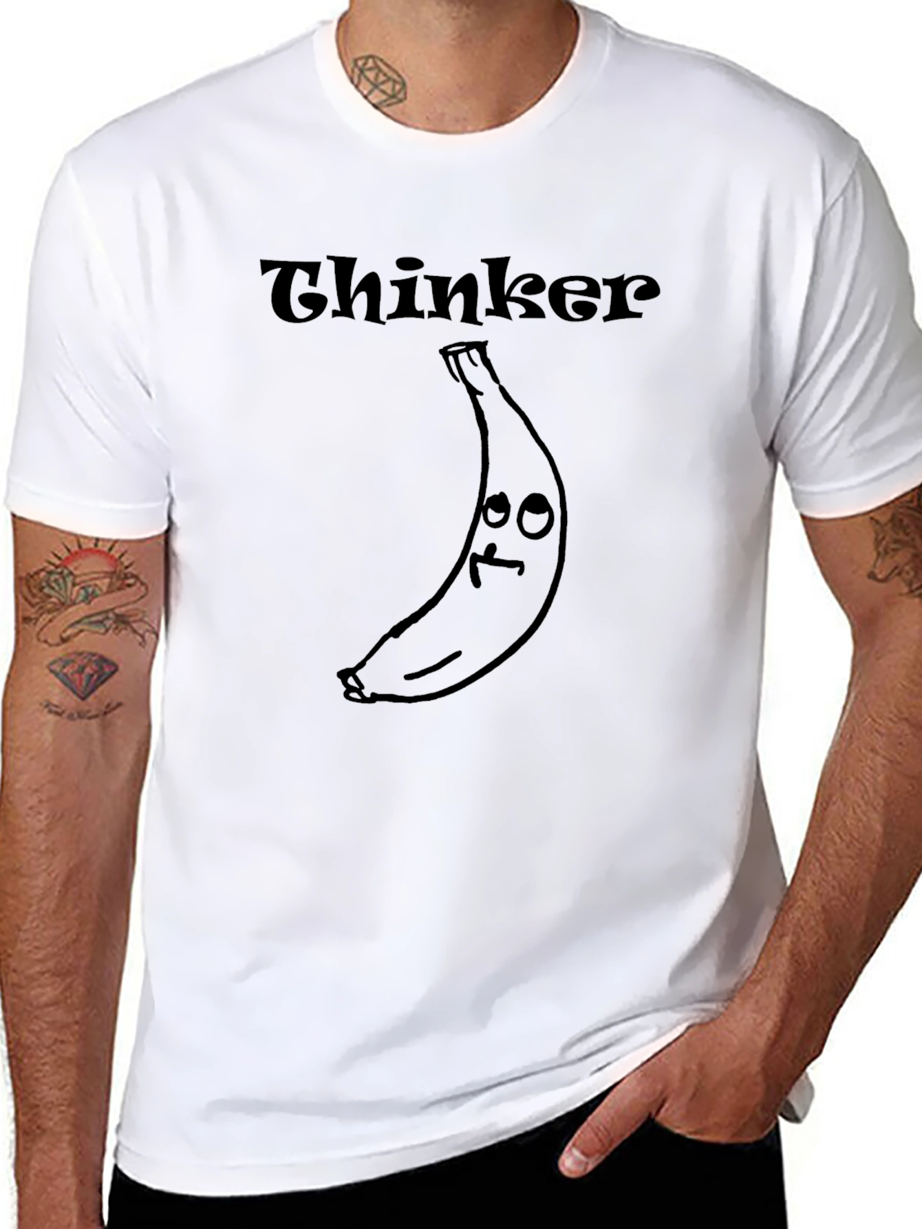 Thinker Banana Graphic Black T-Shirt