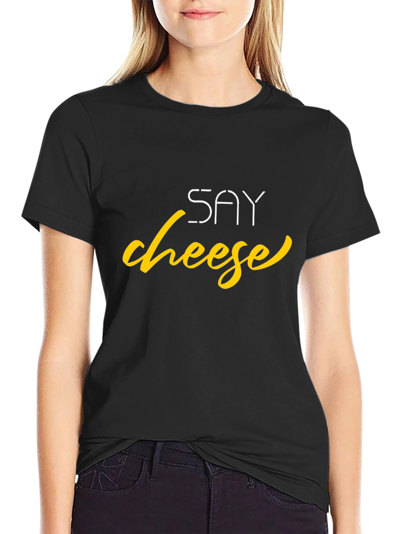 Say Cheese Graphic Tee - Trendy Black T-Shirt