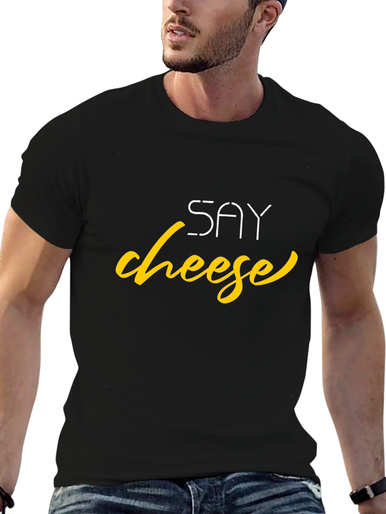 Say Cheese Graphic Tee - Trendy Black T-Shirt