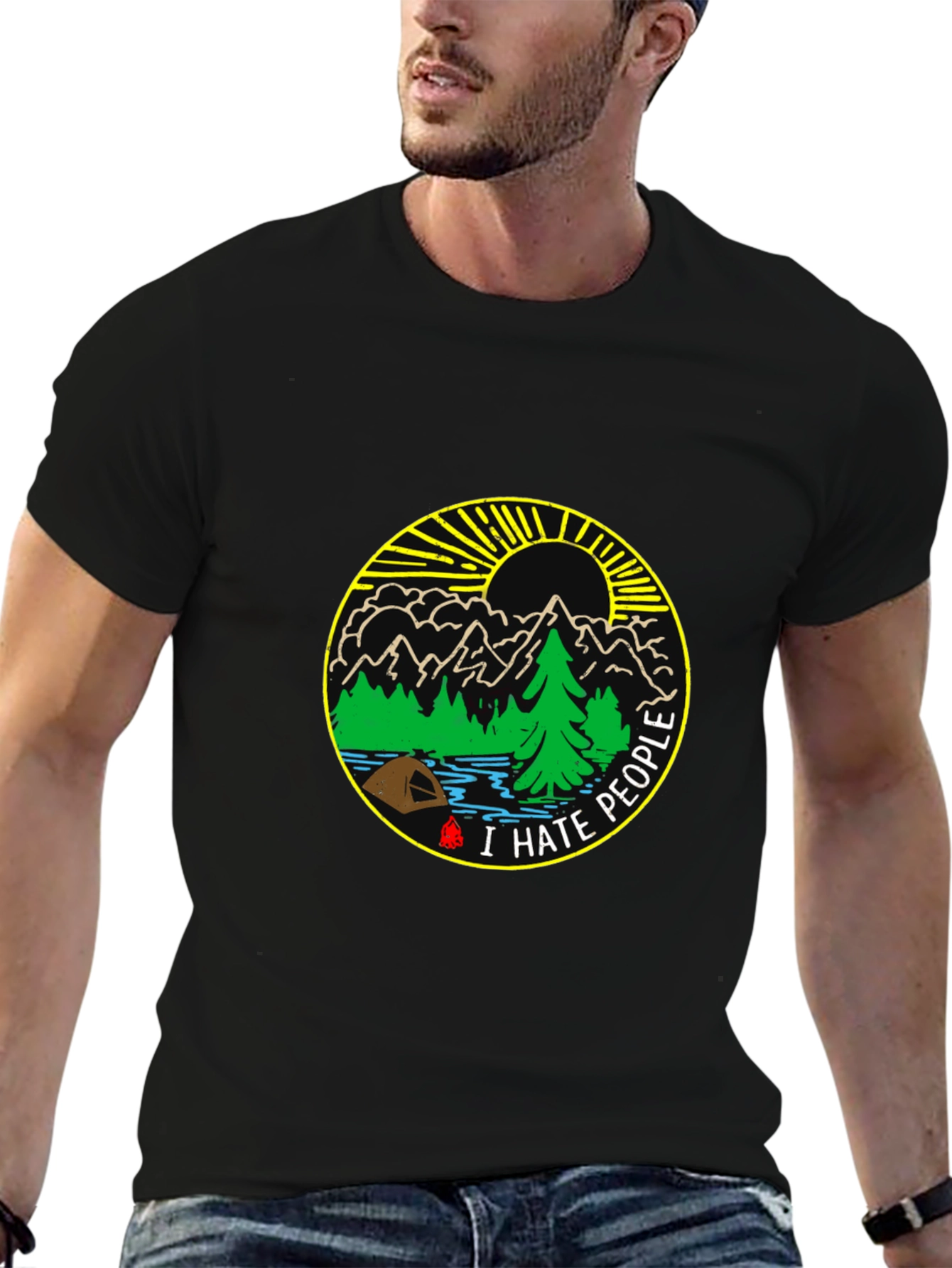 I Hate People Camping T-Shirt - Black