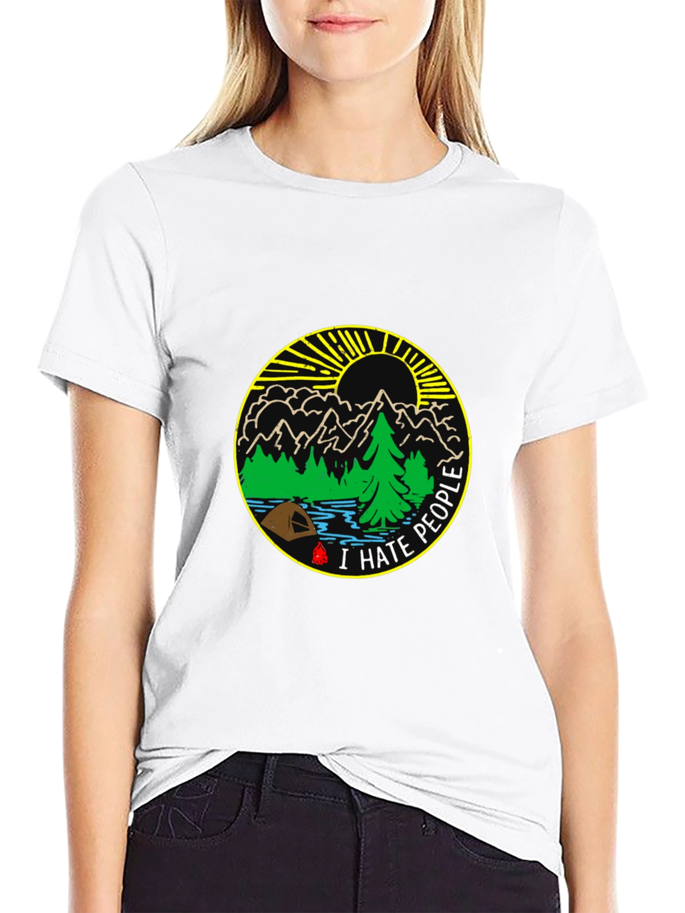 I Hate People Camping T-Shirt - Black