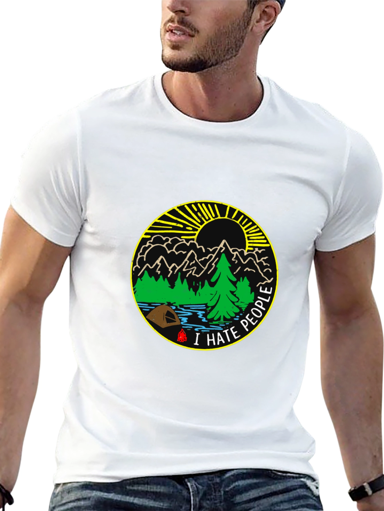 I Hate People Camping T-Shirt - Black
