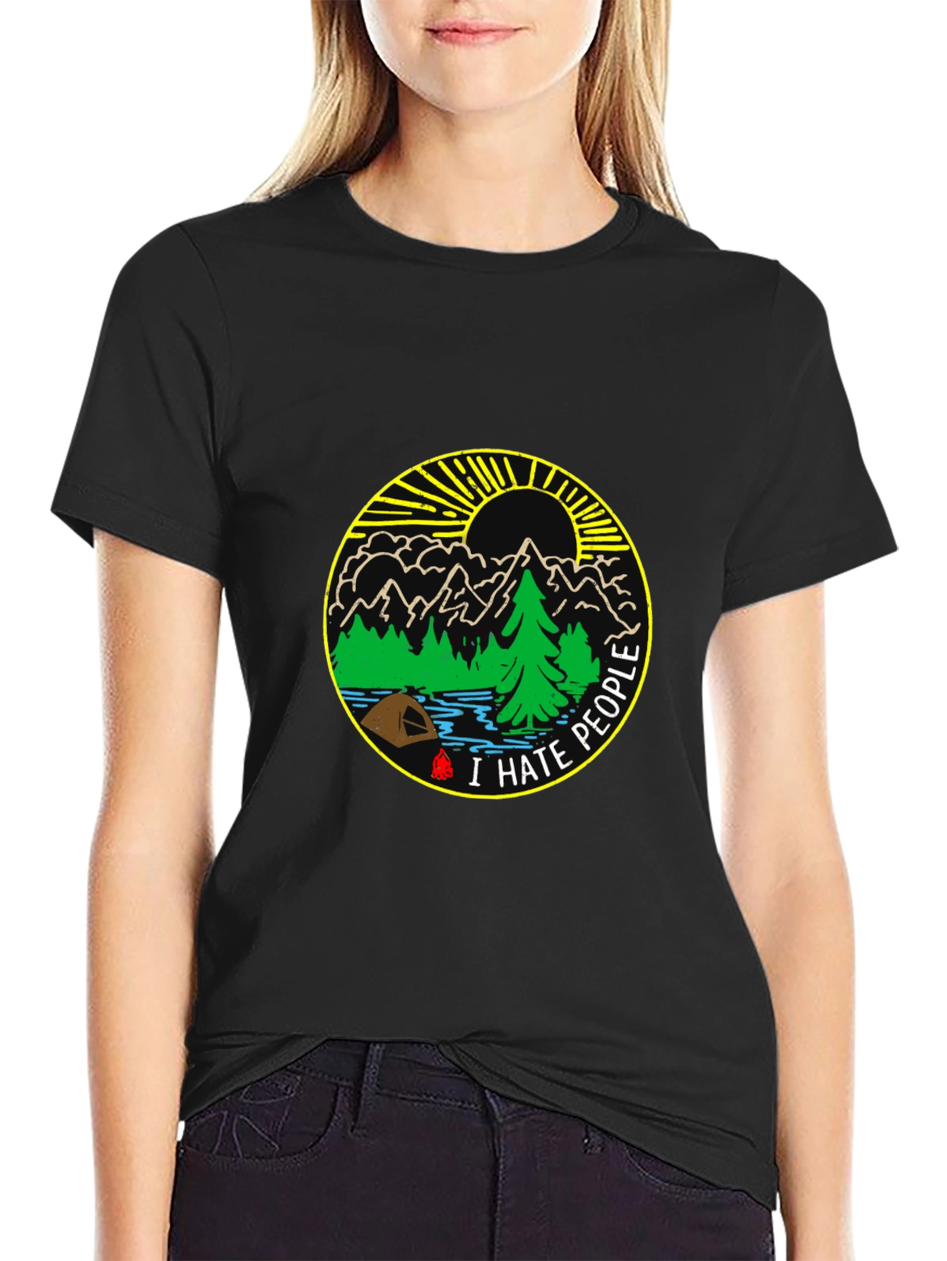 I Hate People Camping T-Shirt - Black