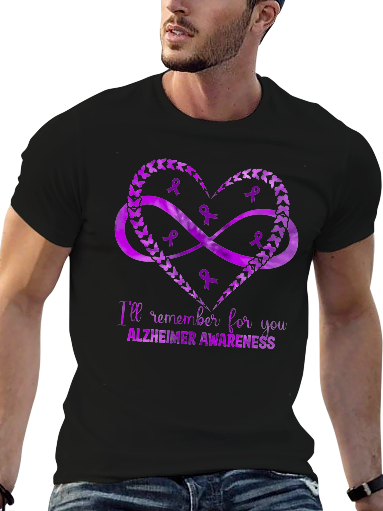 Alzheimers Awareness Heart Ribbon T-Shirt