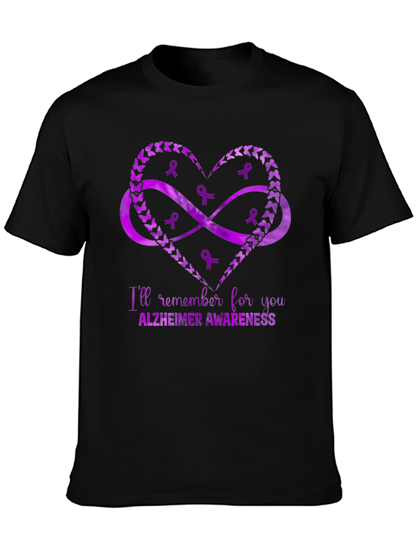 Alzheimers Awareness Heart Ribbon T-Shirt