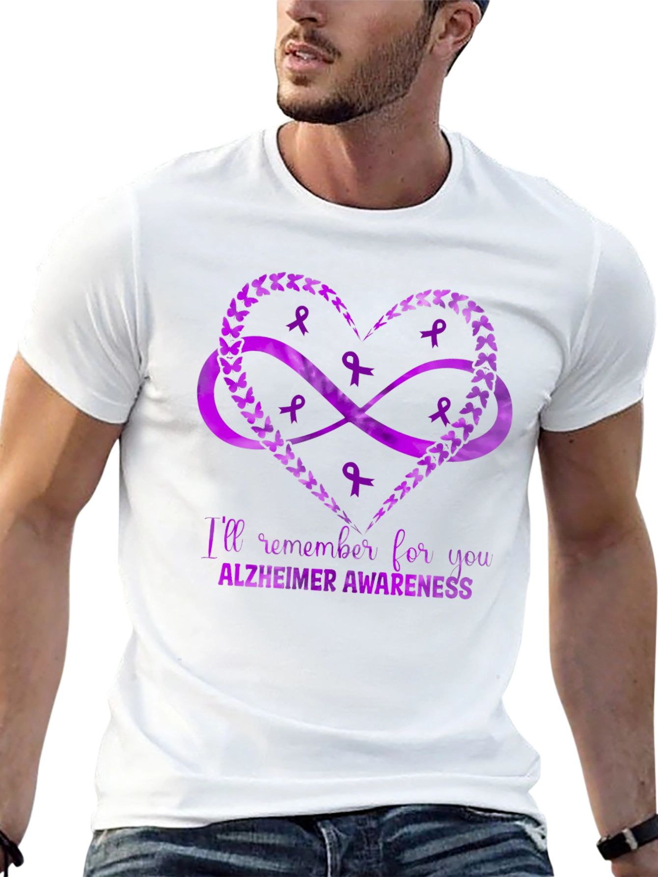 Alzheimers Awareness Heart Ribbon T-Shirt
