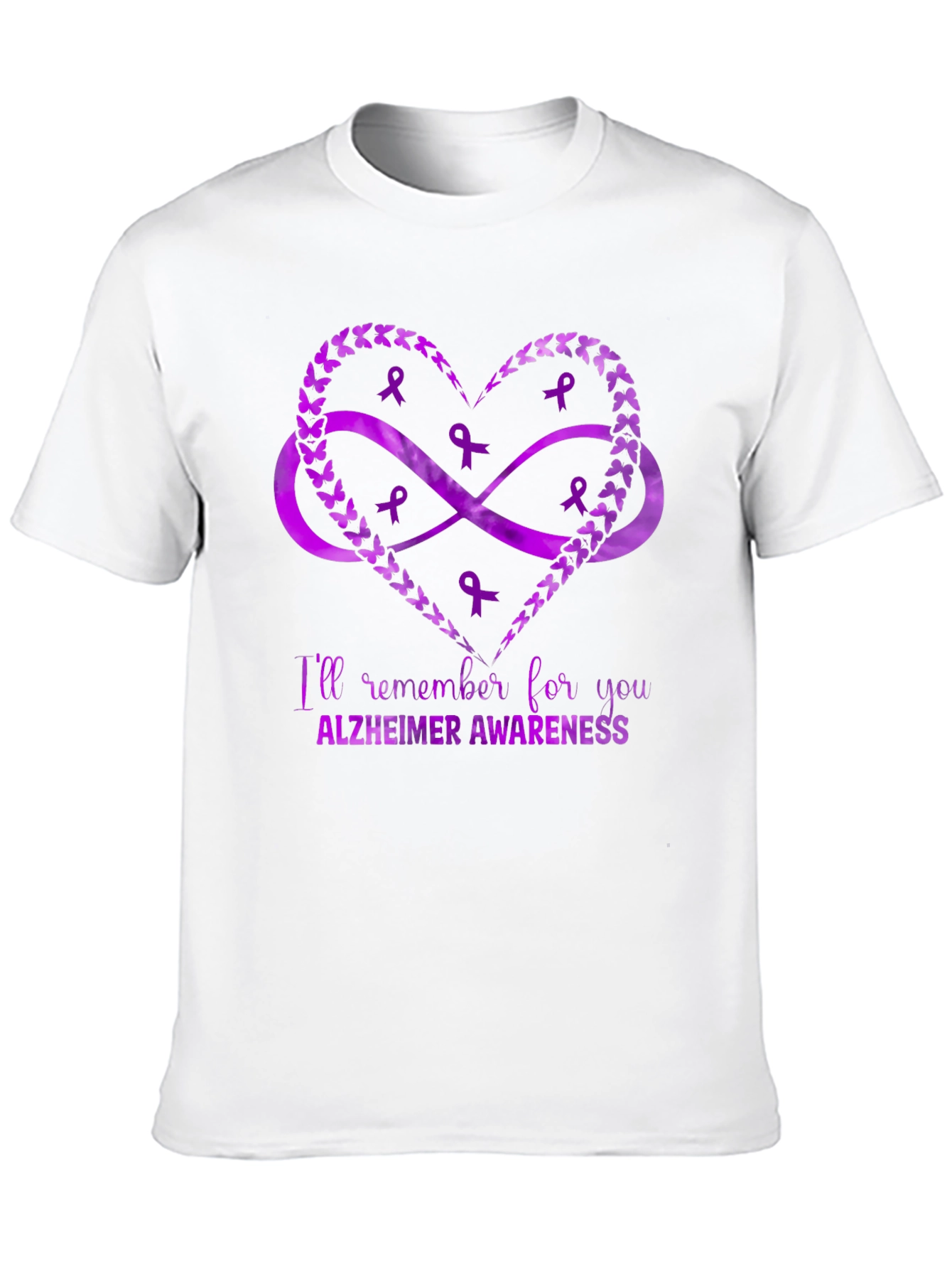 Alzheimers Awareness Heart Ribbon T-Shirt