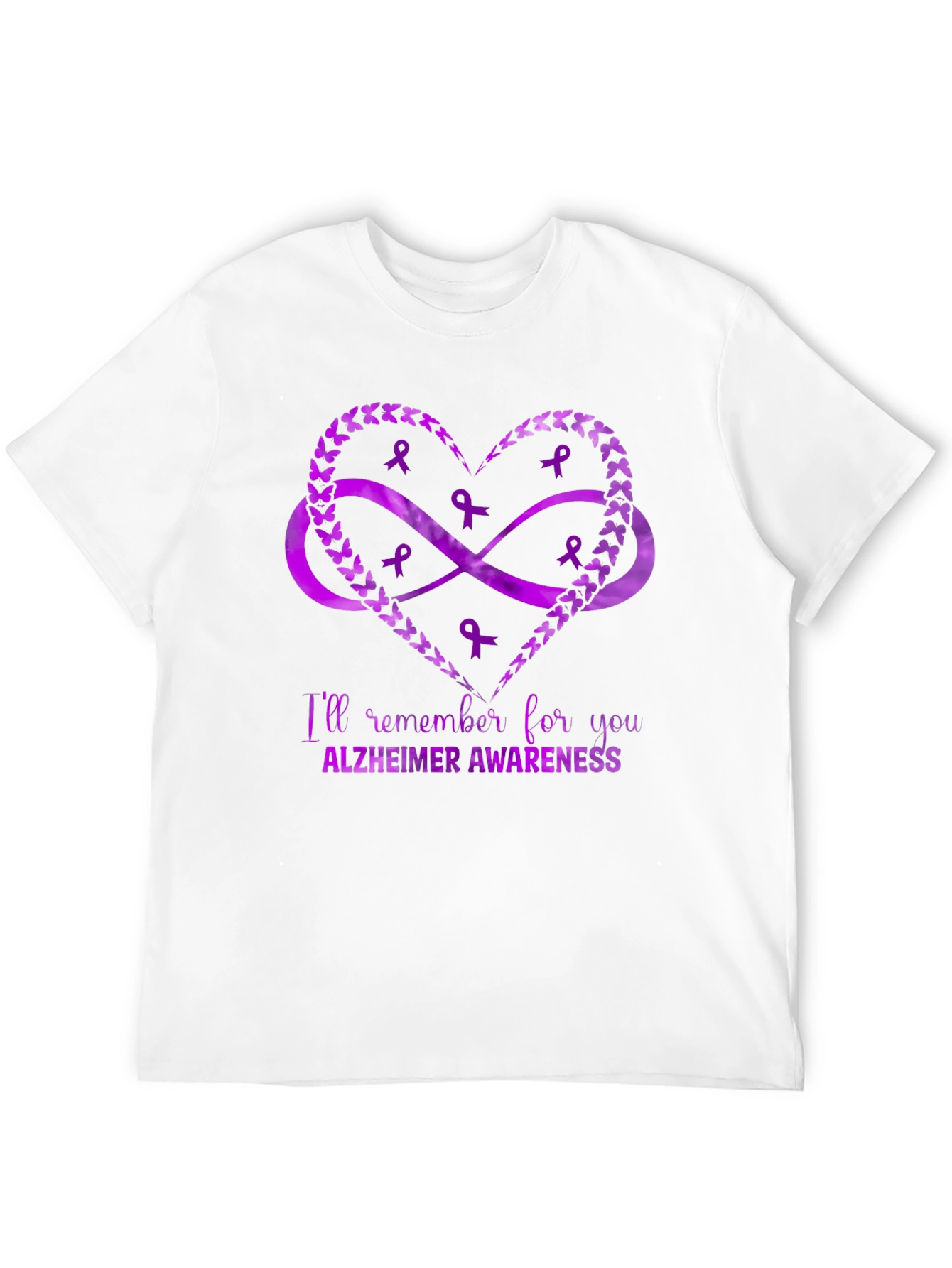 Alzheimers Awareness Heart Ribbon T-Shirt