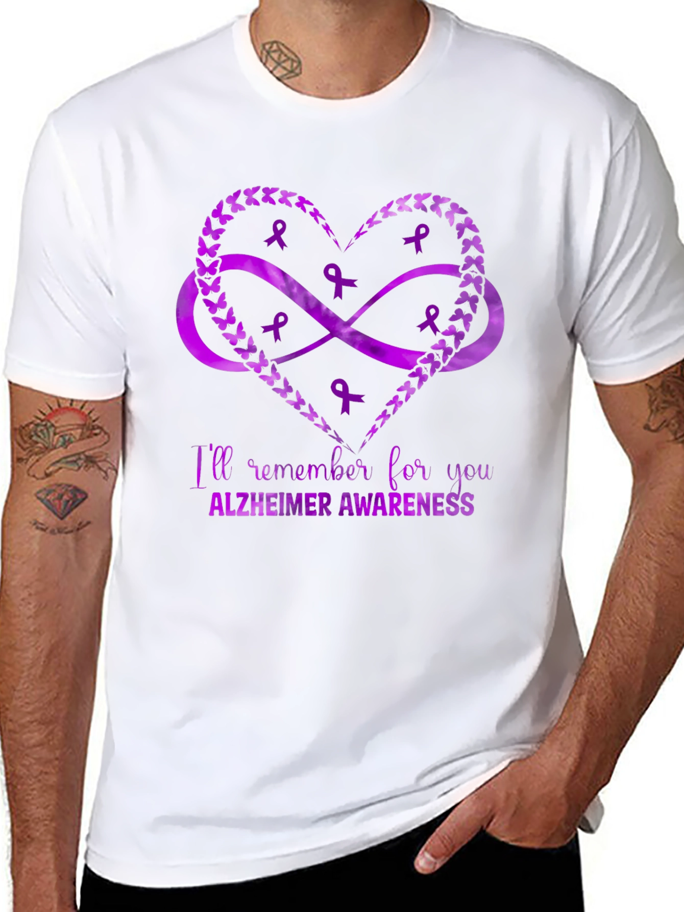 Alzheimers Awareness Heart Ribbon T-Shirt