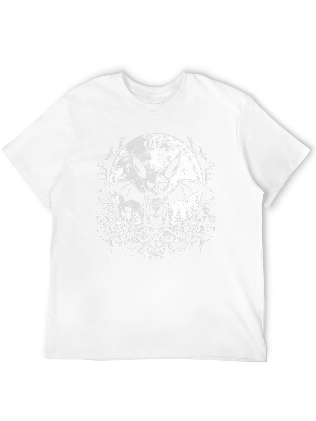 Gothic Bat Skull Moon Graphic Tee