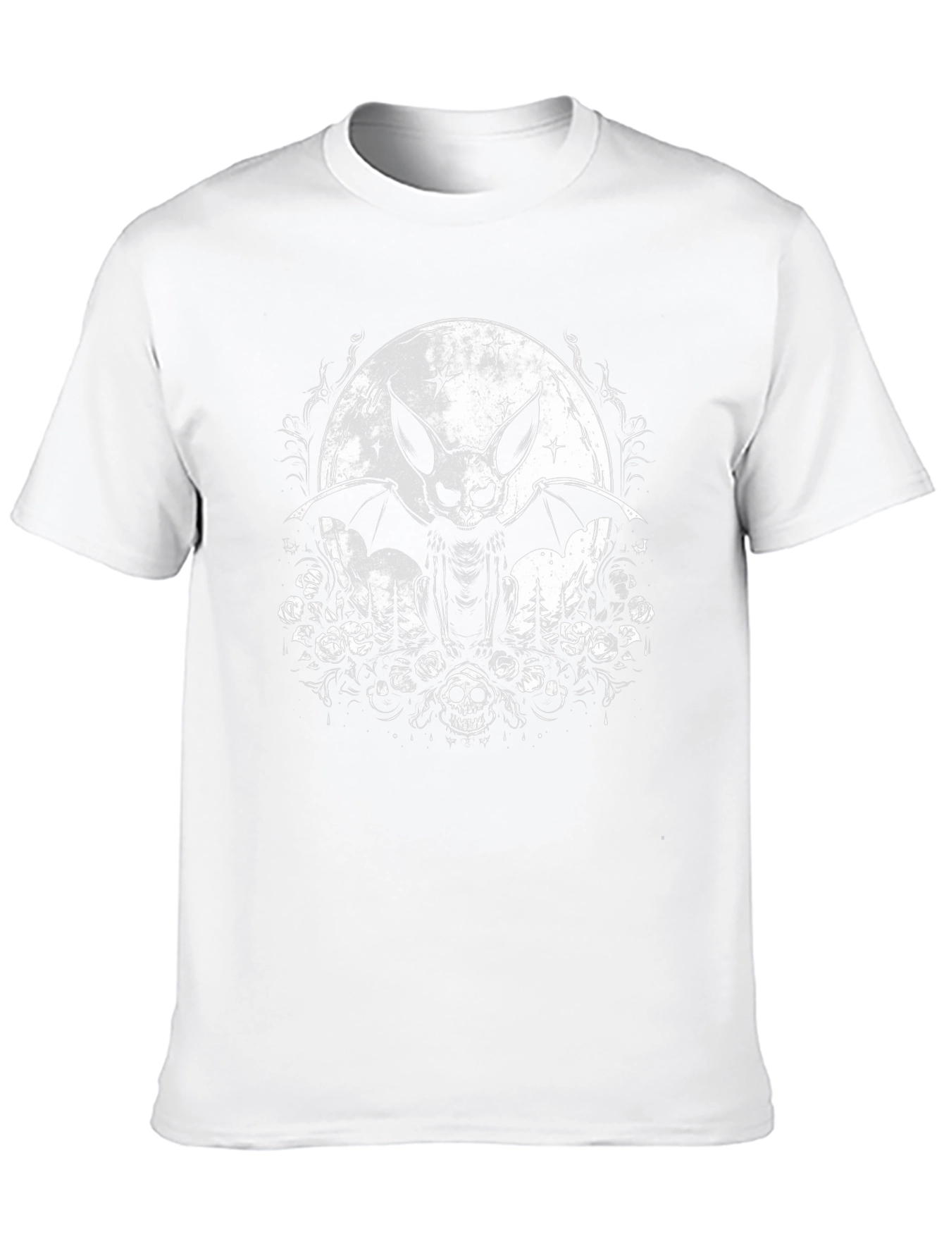 Gothic Bat Skull Moon Graphic Tee