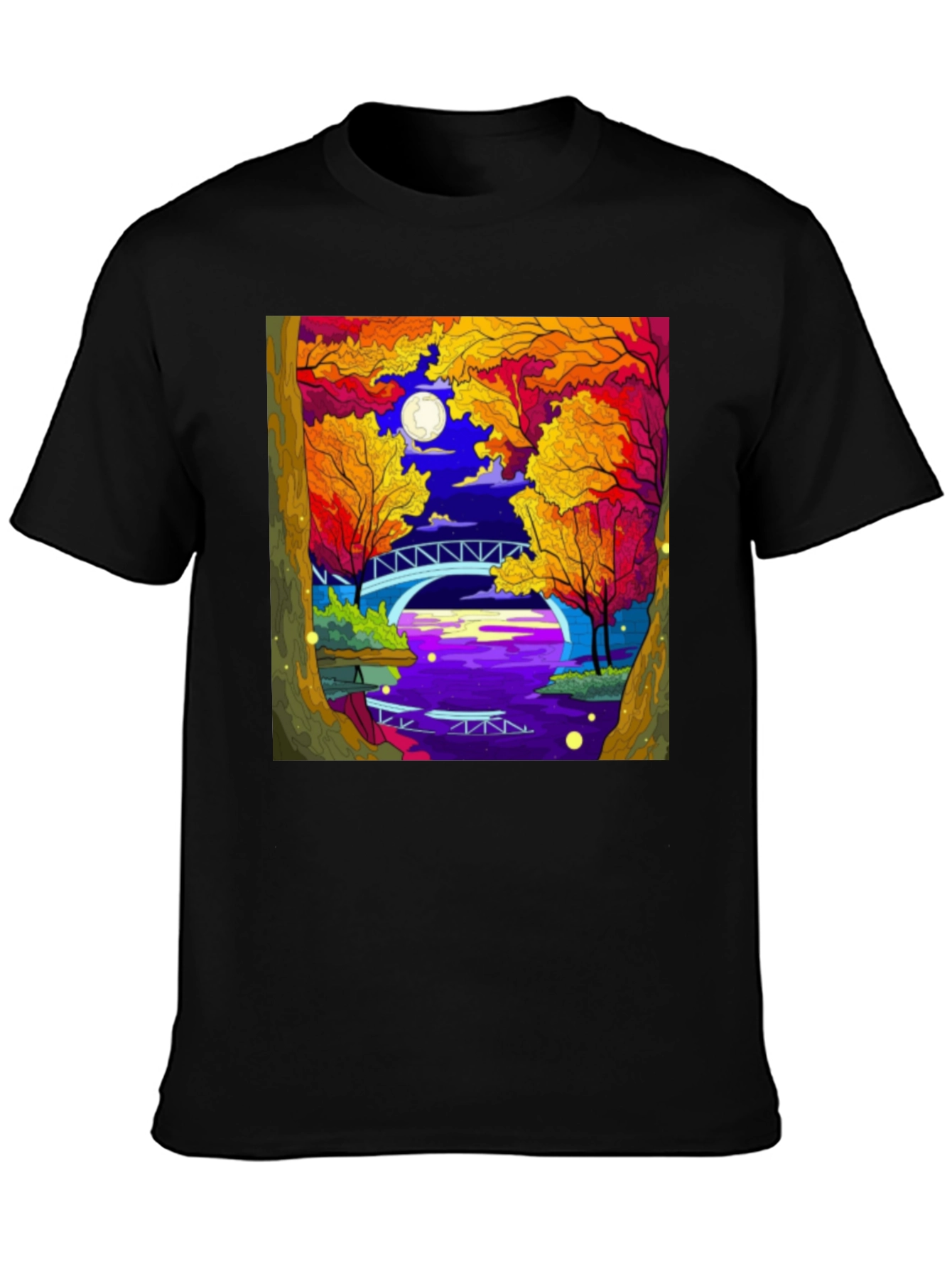 Night River T-Shirt | Nature Bridge Graphic Tee
