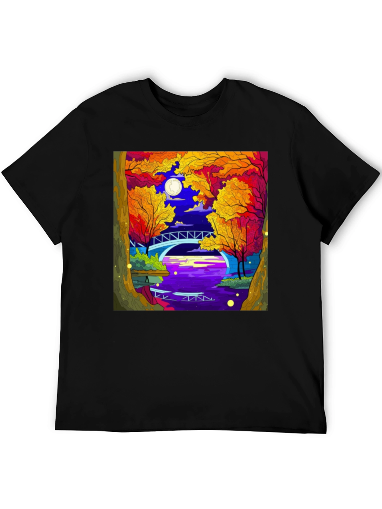 Night River T-Shirt | Nature Bridge Graphic Tee