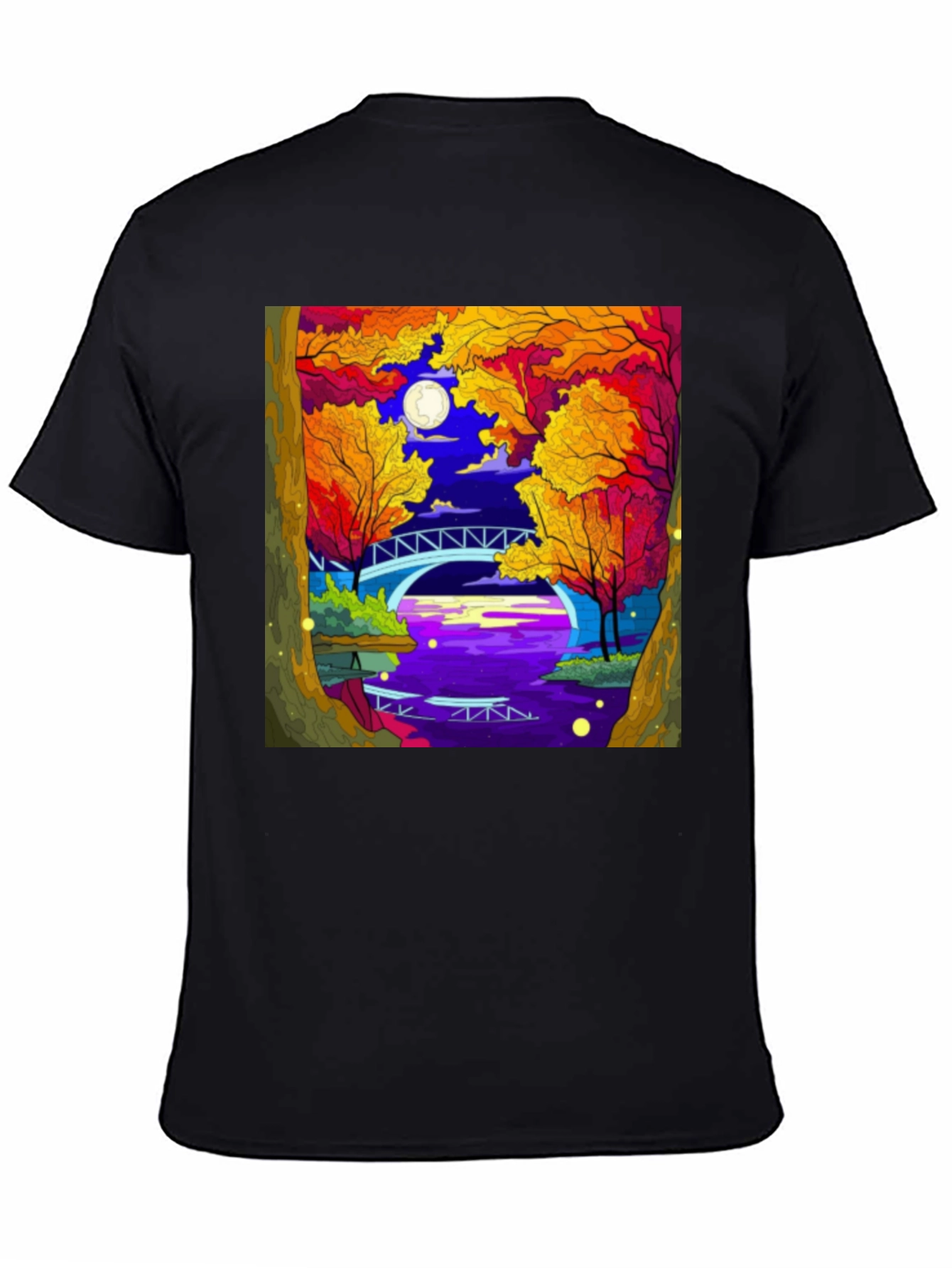 Night River T-Shirt | Nature Bridge Graphic Tee