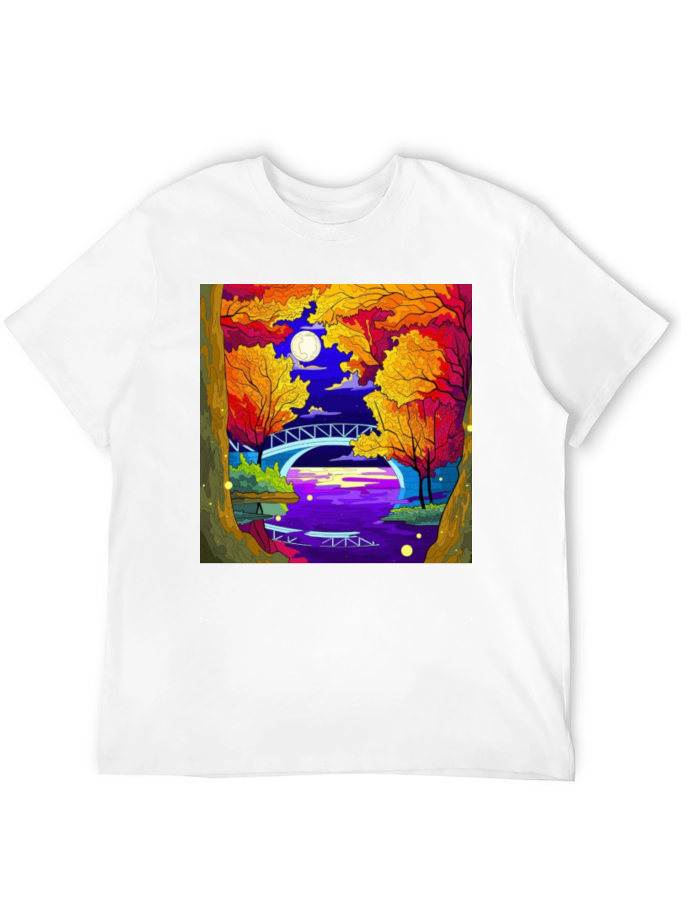 Night River T-Shirt | Nature Bridge Graphic Tee