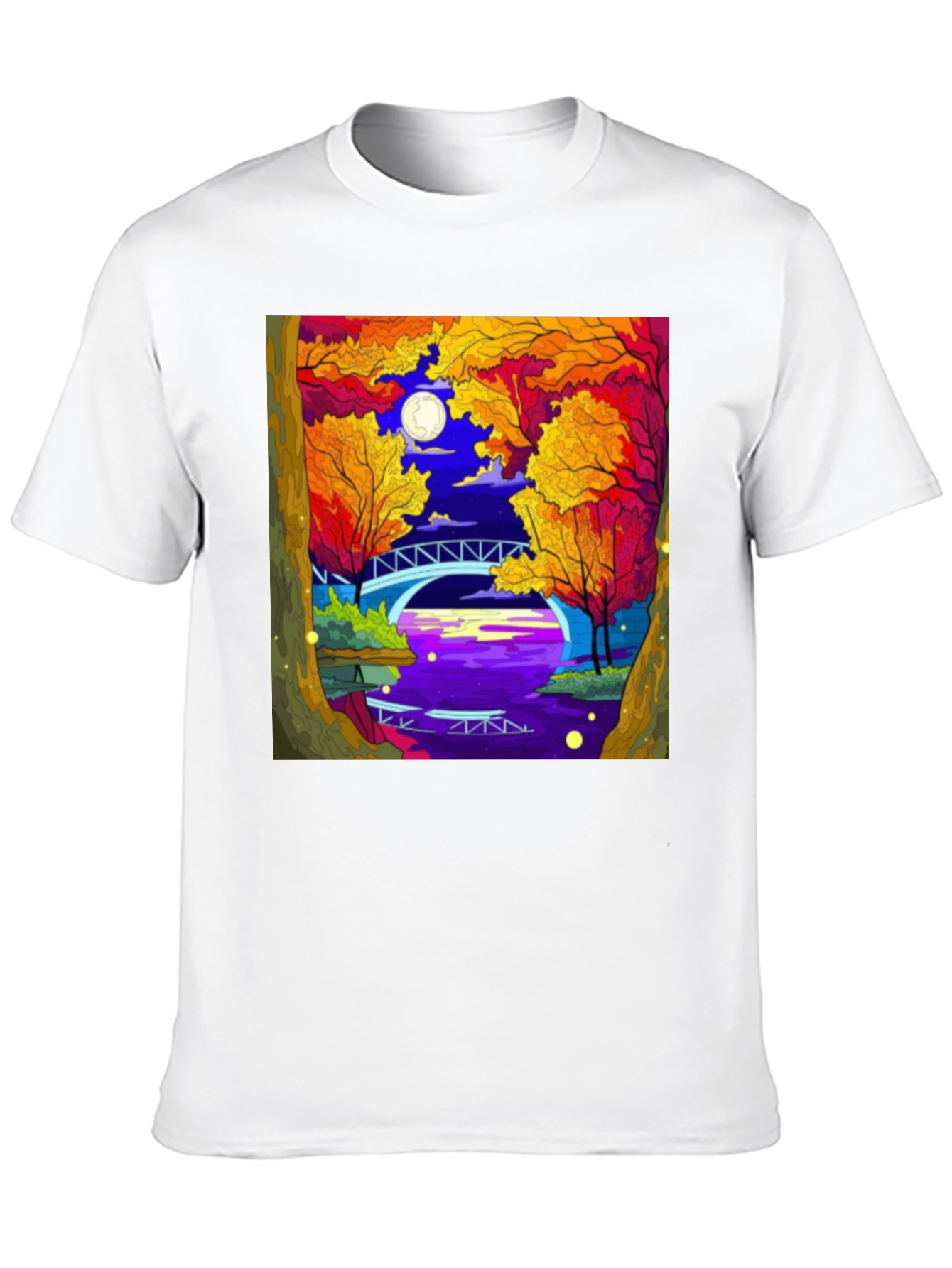 Night River T-Shirt | Nature Bridge Graphic Tee