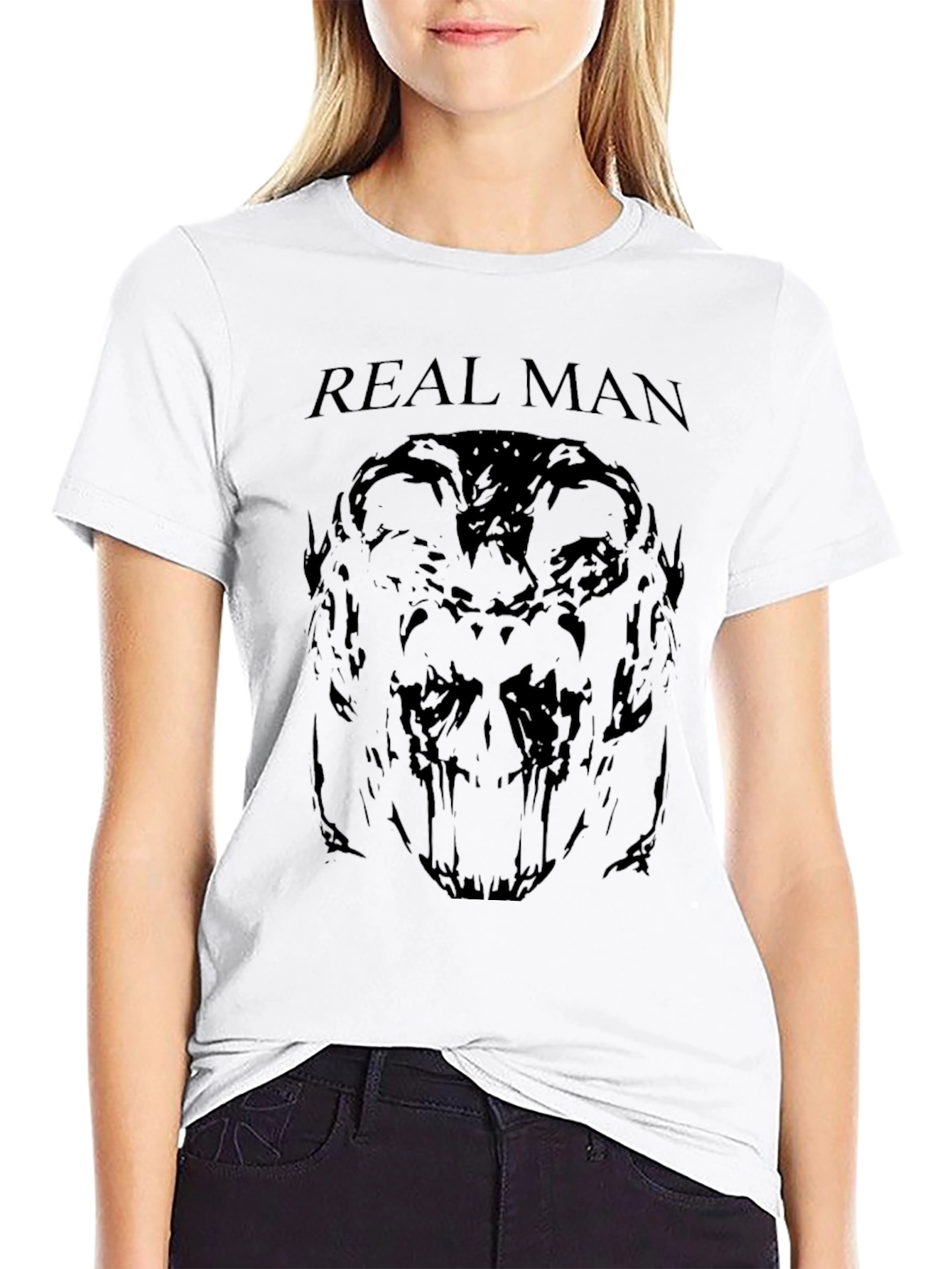 Real Man Graphic Tee - Dark Skull Print