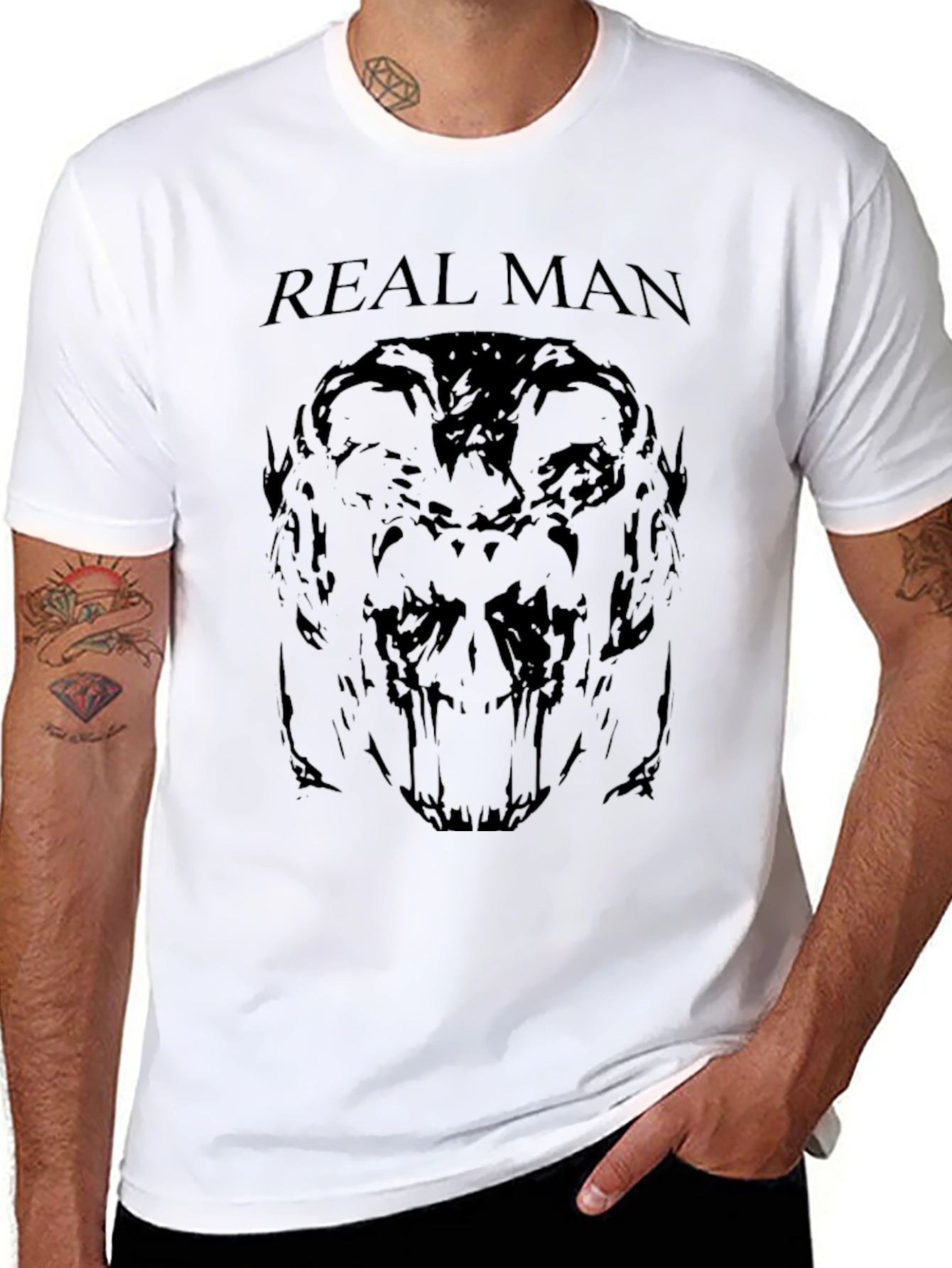 Real Man Graphic Tee - Dark Skull Print