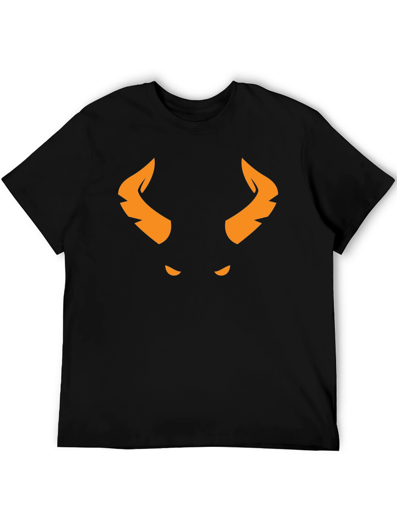 Orange Horned Demon Graphic Black T-Shirt