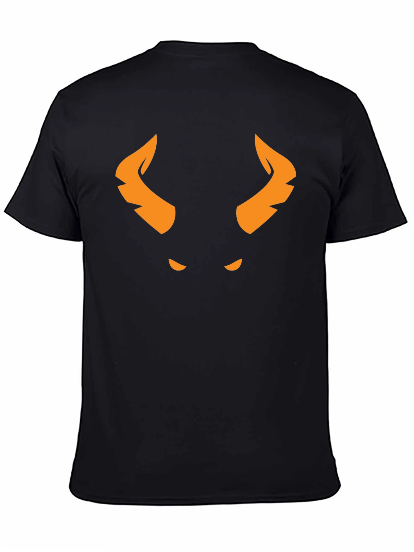 Orange Horned Demon Graphic Black T-Shirt