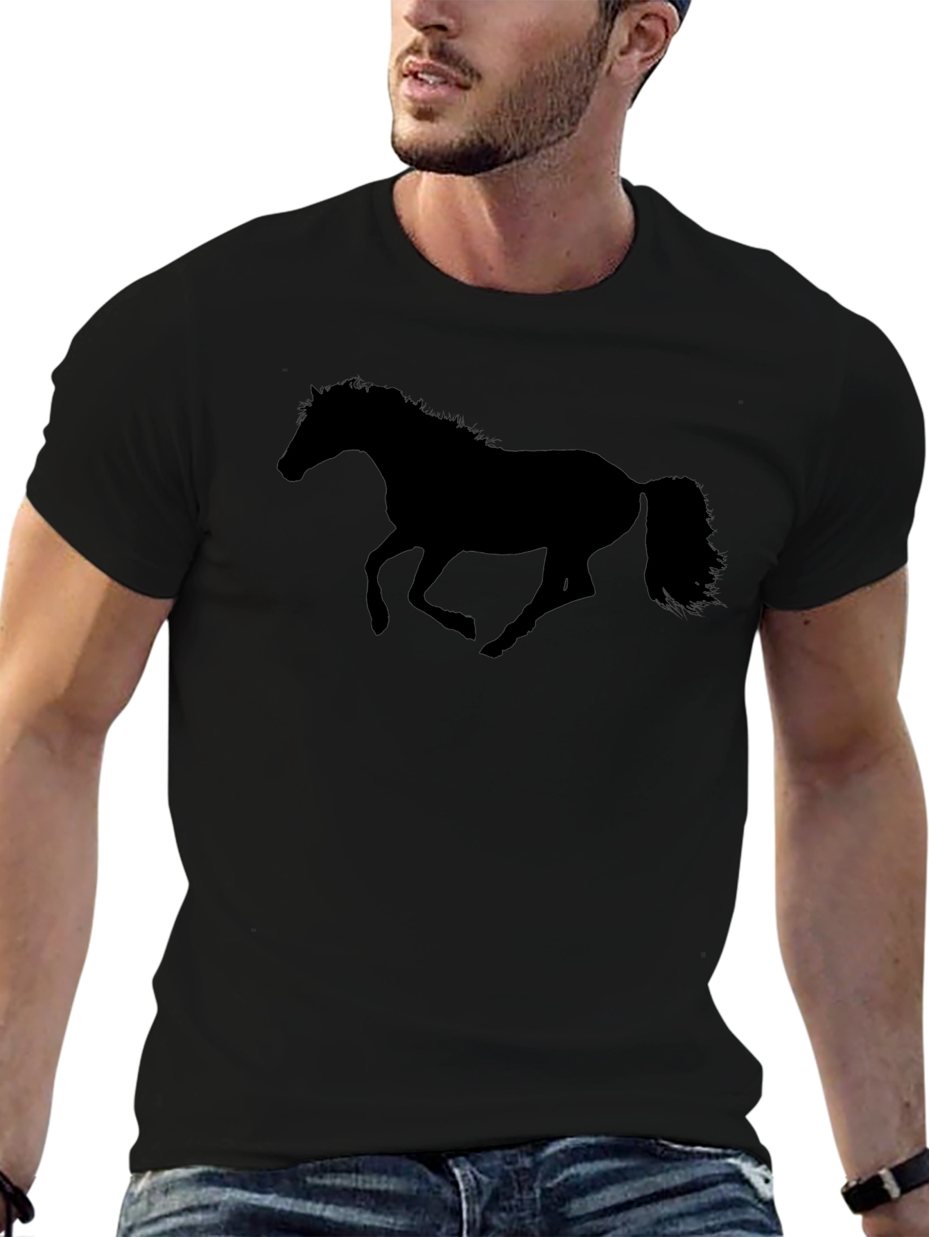Black Horse Silhouette Graphic T-Shirt