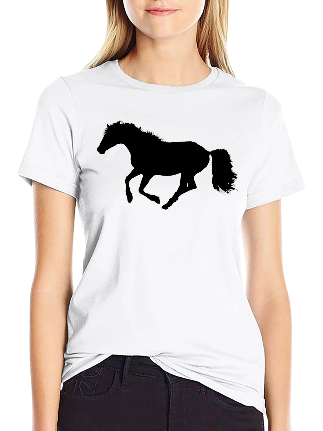Black Horse Silhouette Graphic T-Shirt