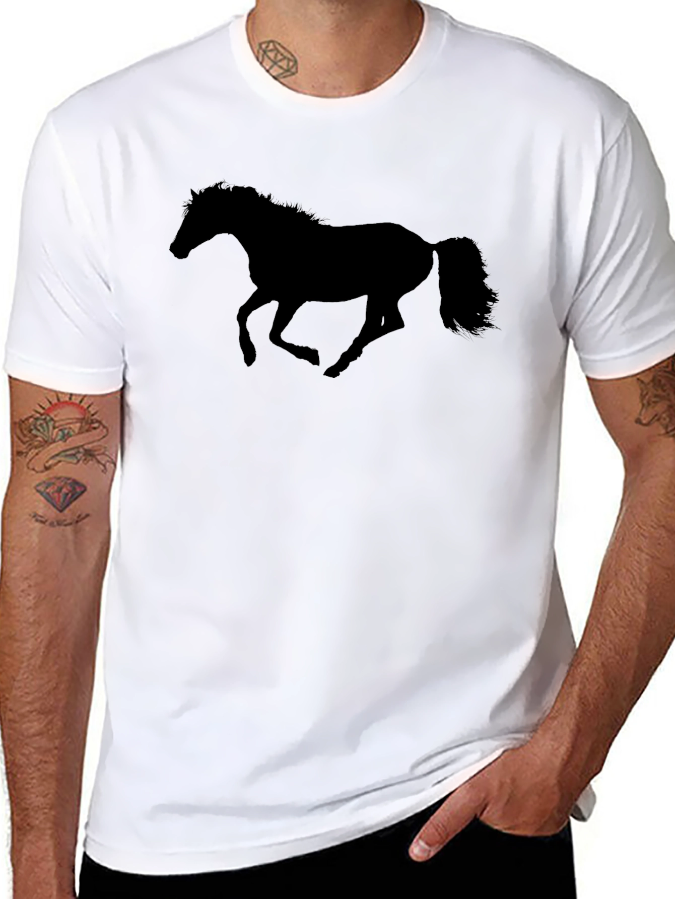 Black Horse Silhouette Graphic T-Shirt