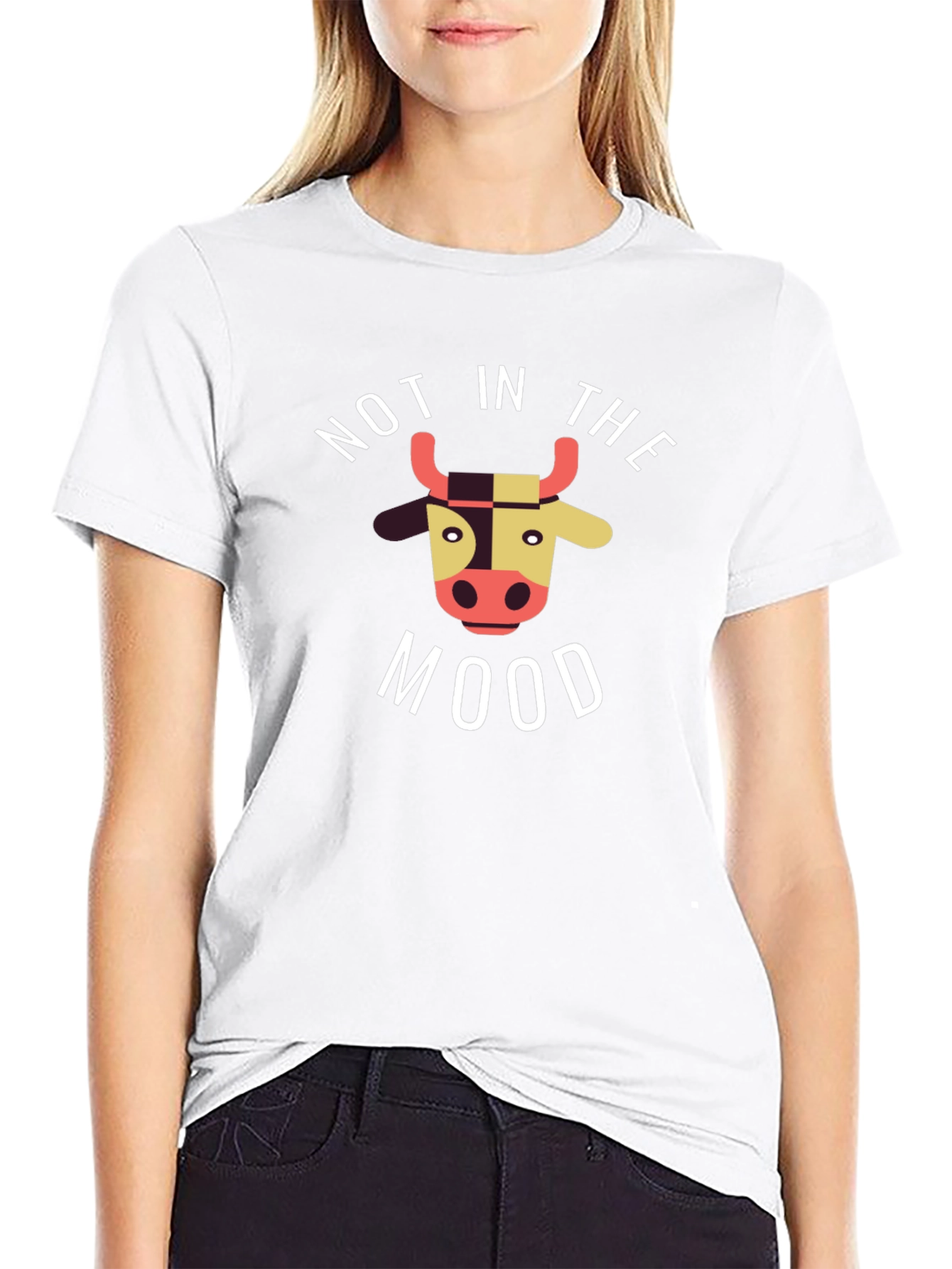 Not in the Mood Cow Graphic Tee - Black