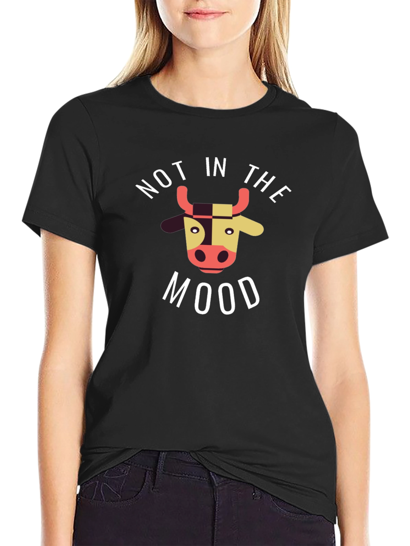 Not in the Mood Cow Graphic Tee - Black