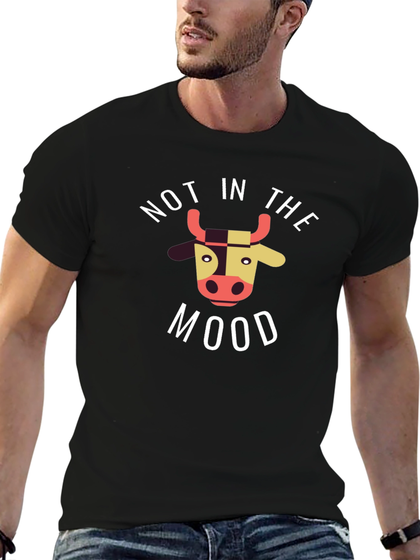 Not in the Mood Cow Graphic Tee - Black