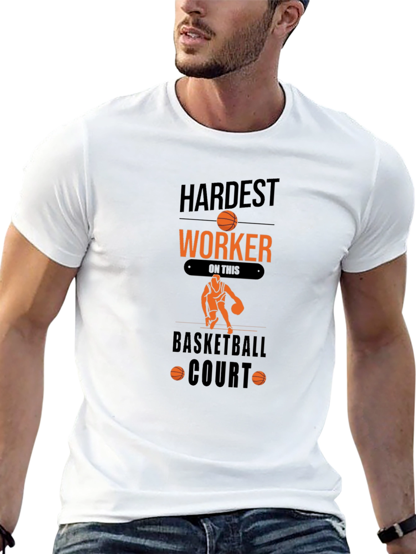 Hardest Worker Basketball Court Graphic T-Shirt