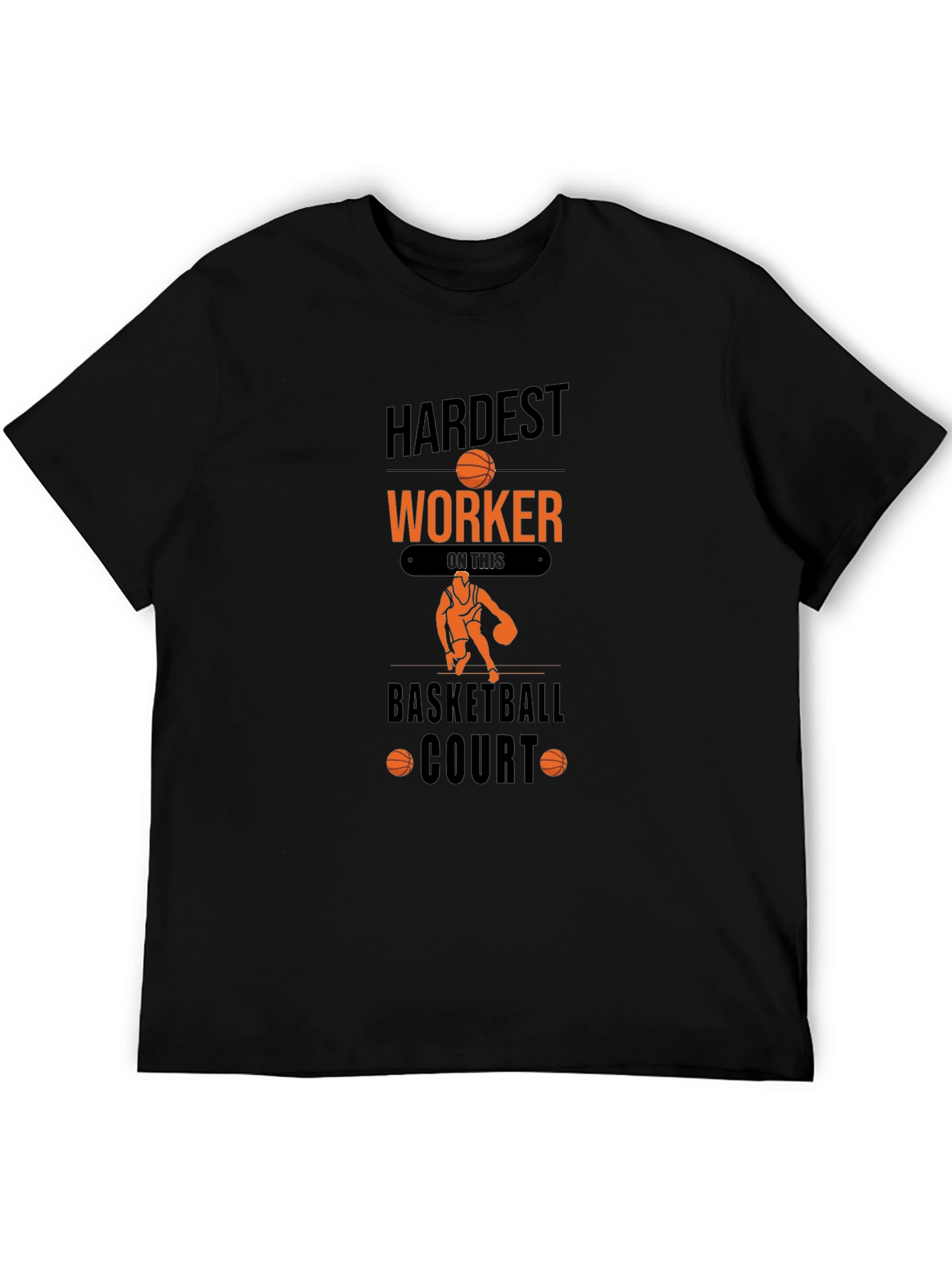 Hardest Worker Basketball Court Graphic T-Shirt