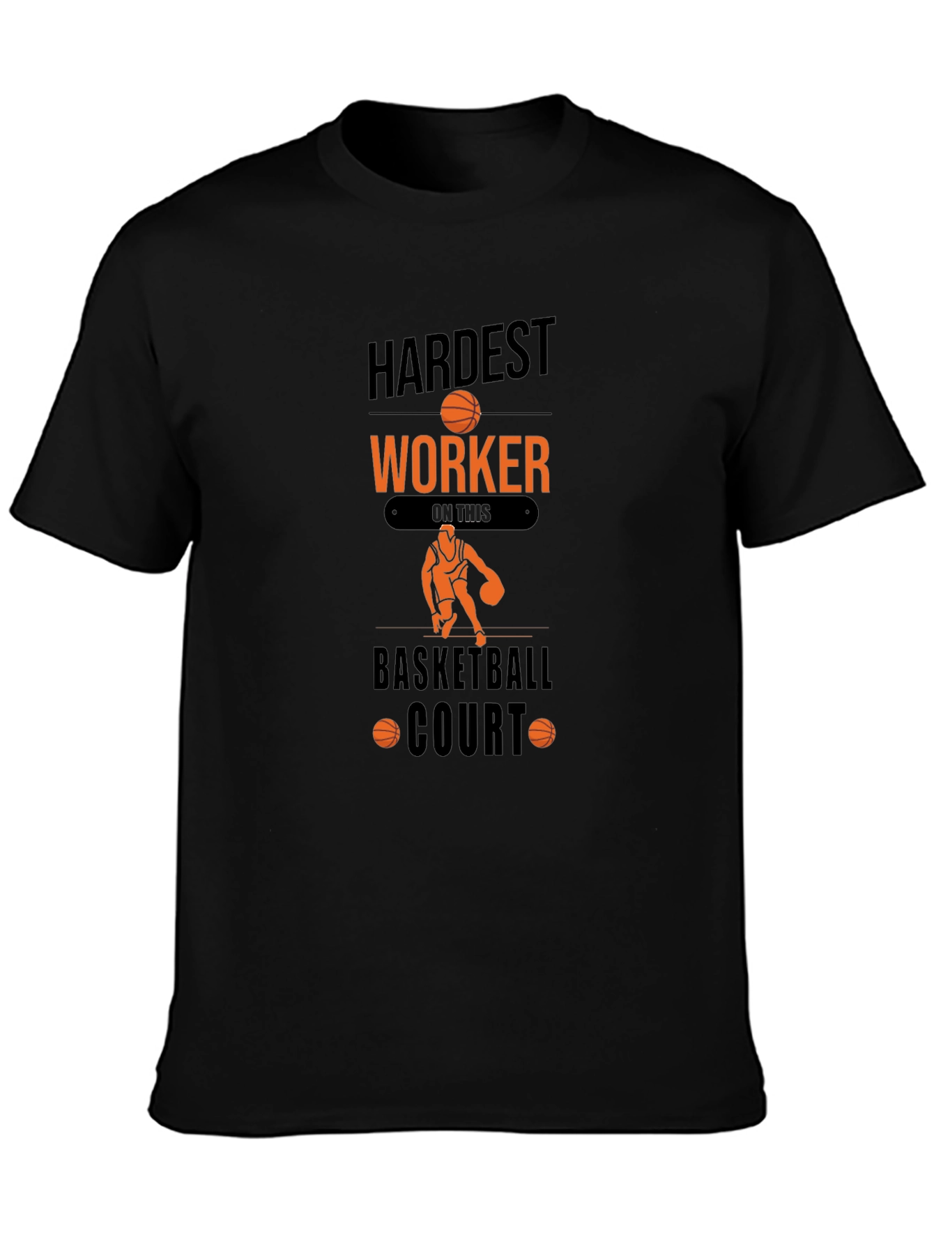 Hardest Worker Basketball Court Graphic T-Shirt